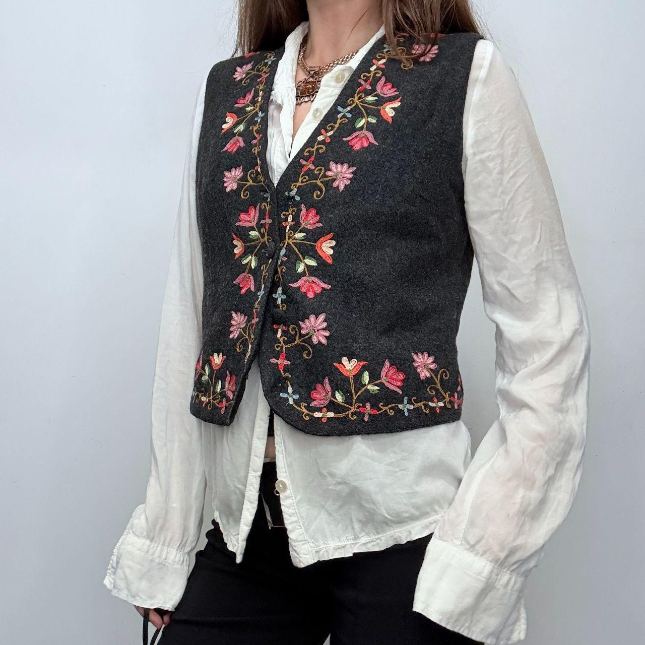 Floral embroidered boho waistcoat