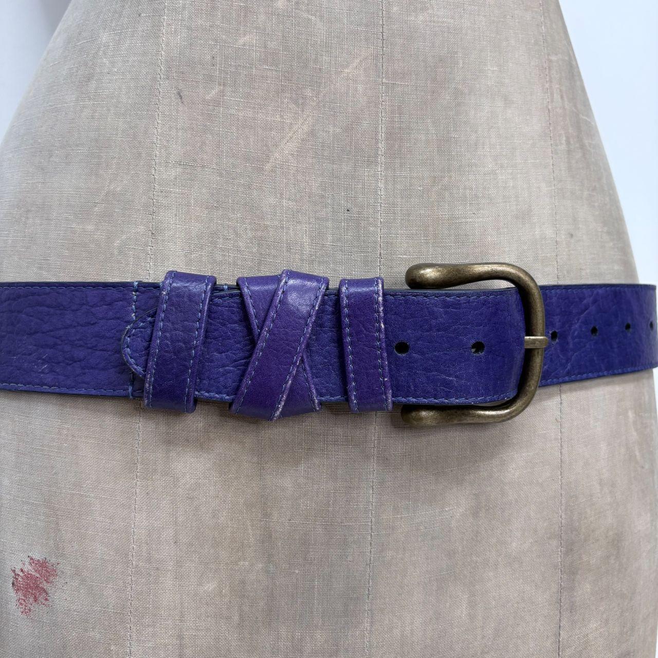 Blue leather buckle belt