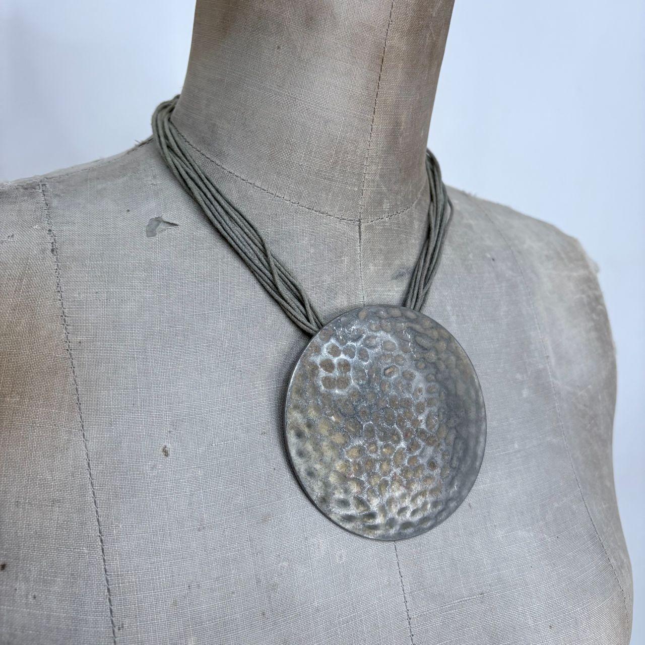 Chunky oversized hammered metal necklace