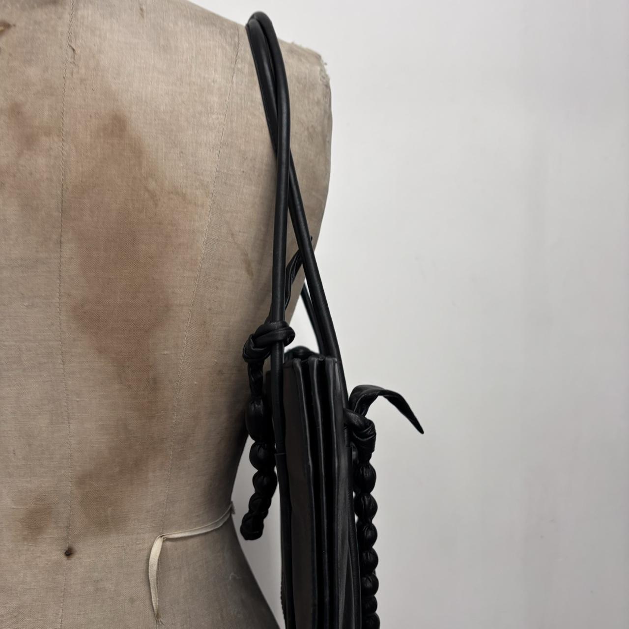 Black structured leather tote bag