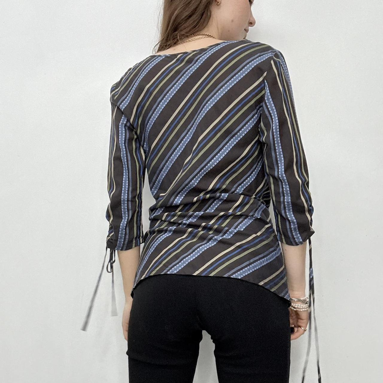 Striped flared puff sleeve shirt