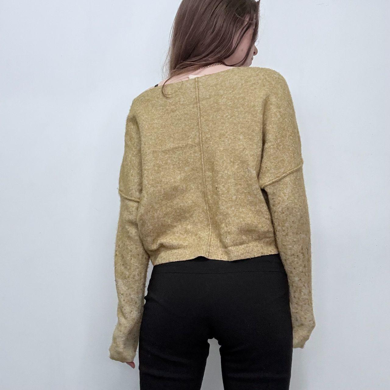 Green off the shoulder slash neck wool jumper