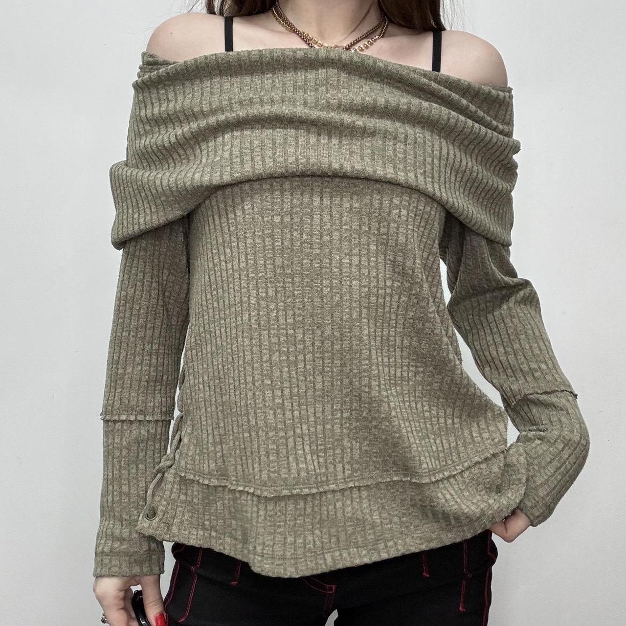 Slouchy off the shoulder ribbed jumper
