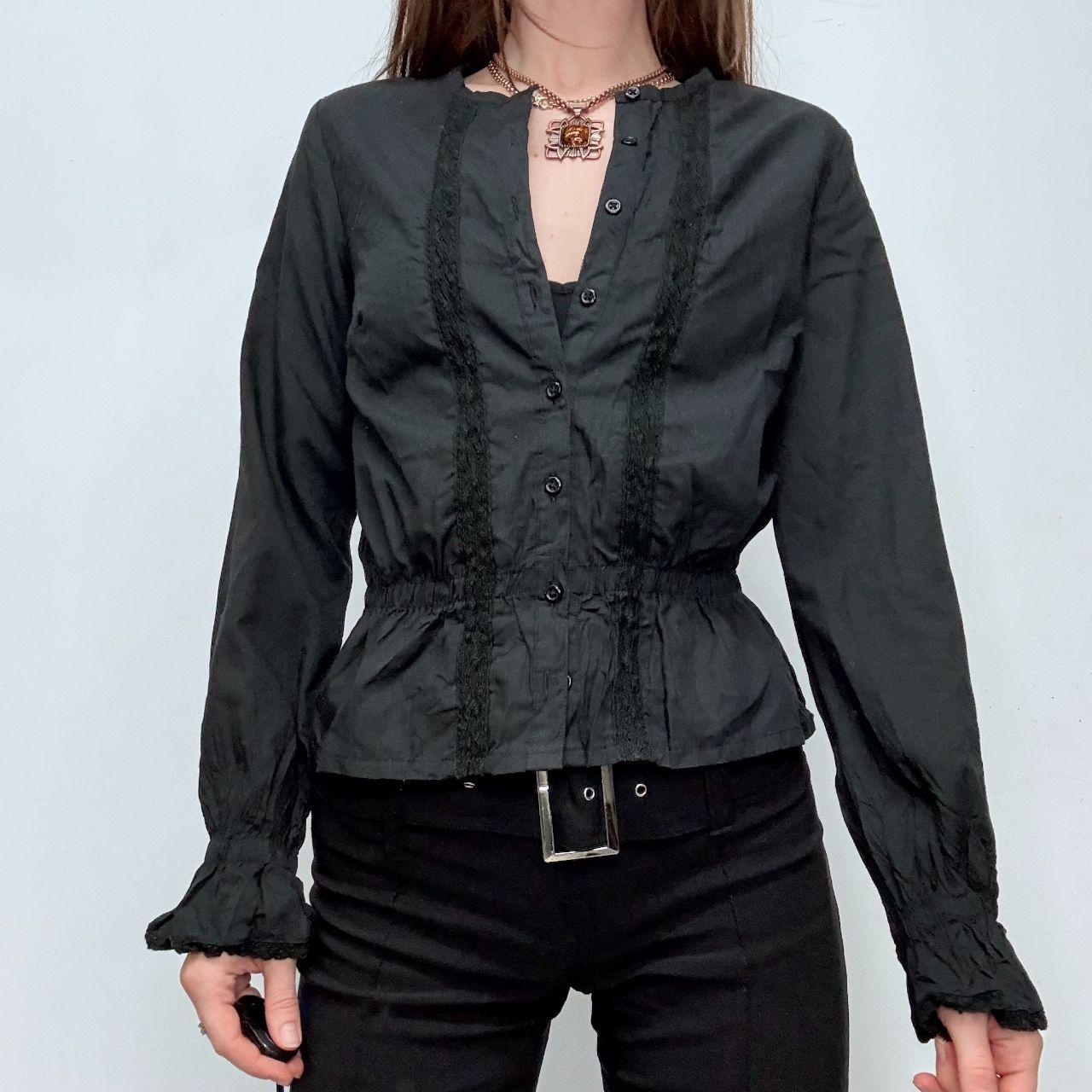 Black flared lace gothic shirt