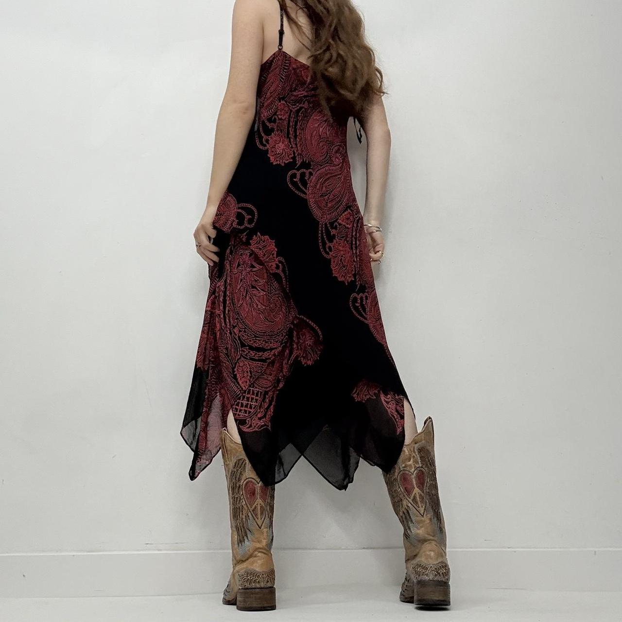 Black paisley layered midi dress