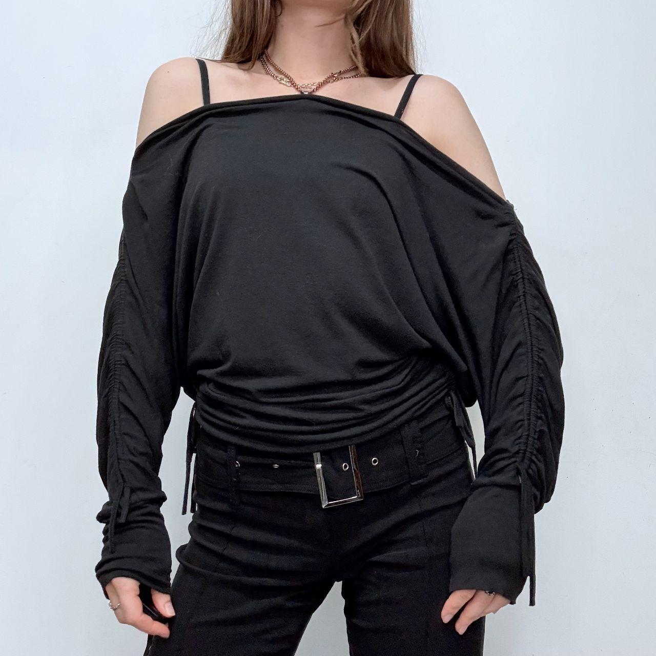 Black slouchy off the shoulder top