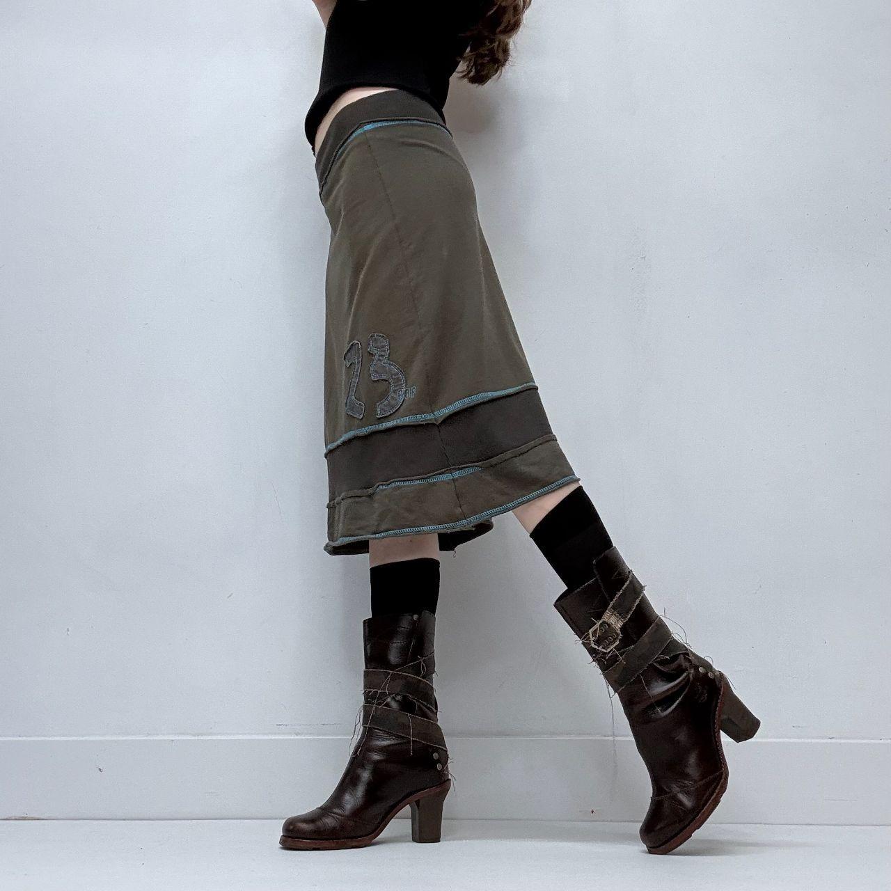 Khaki cop copine jersey midi skirt