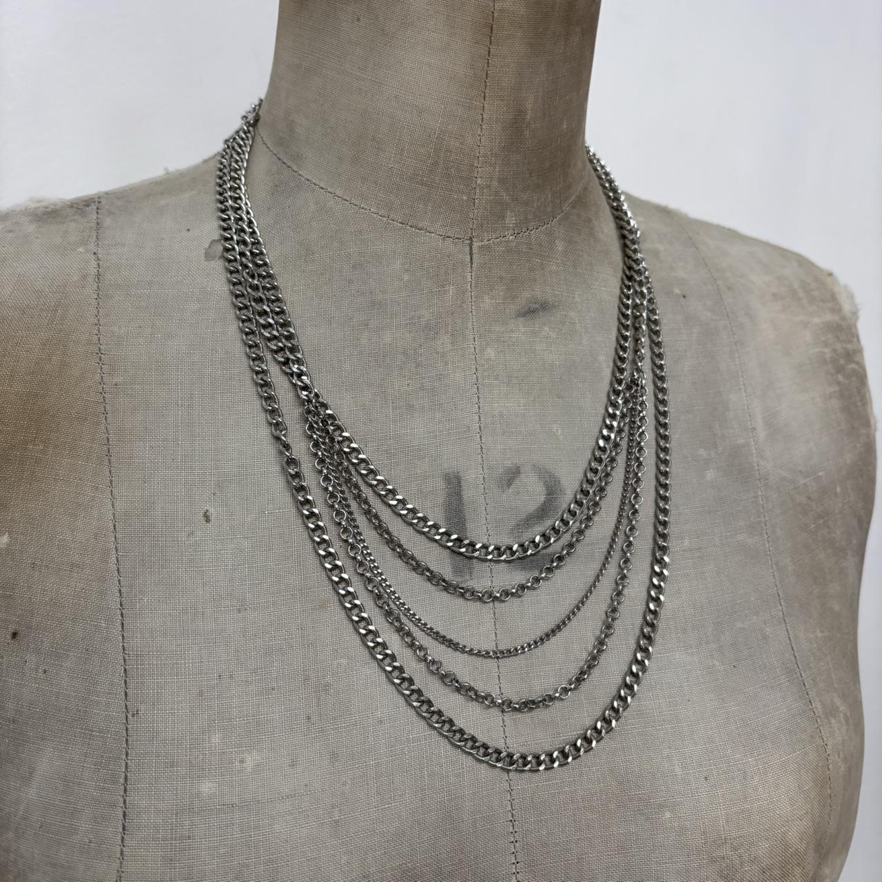 Silver chain long drape necklace