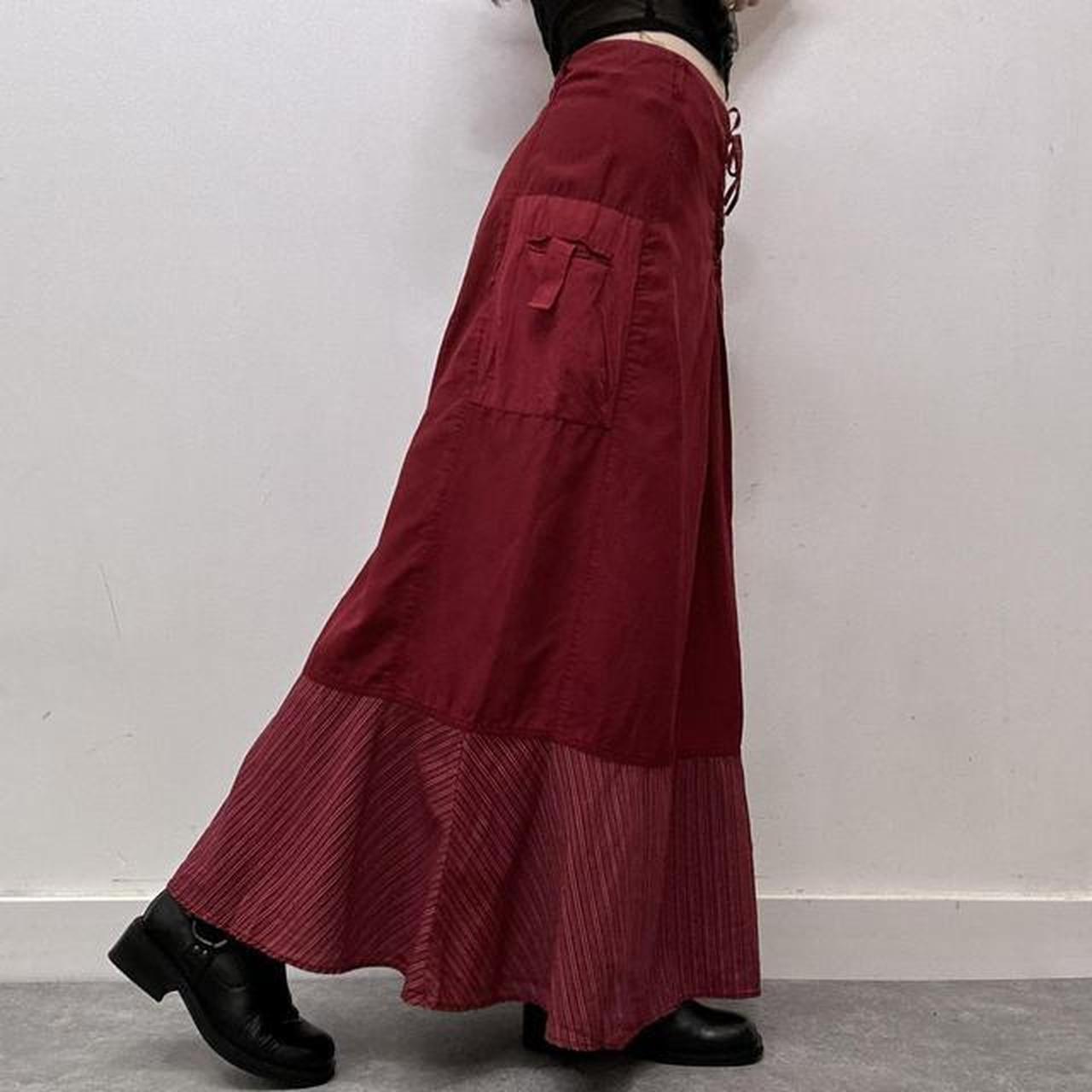 Red linen corset maxi skirt