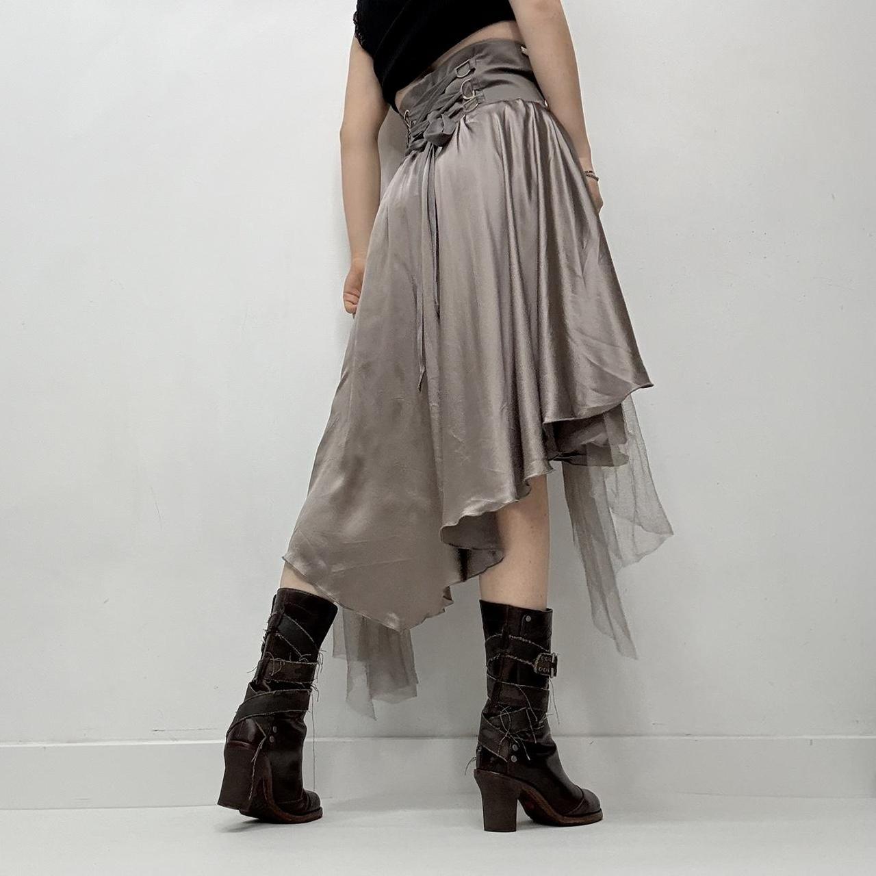 Floaty silk corset asymmetric skirt
