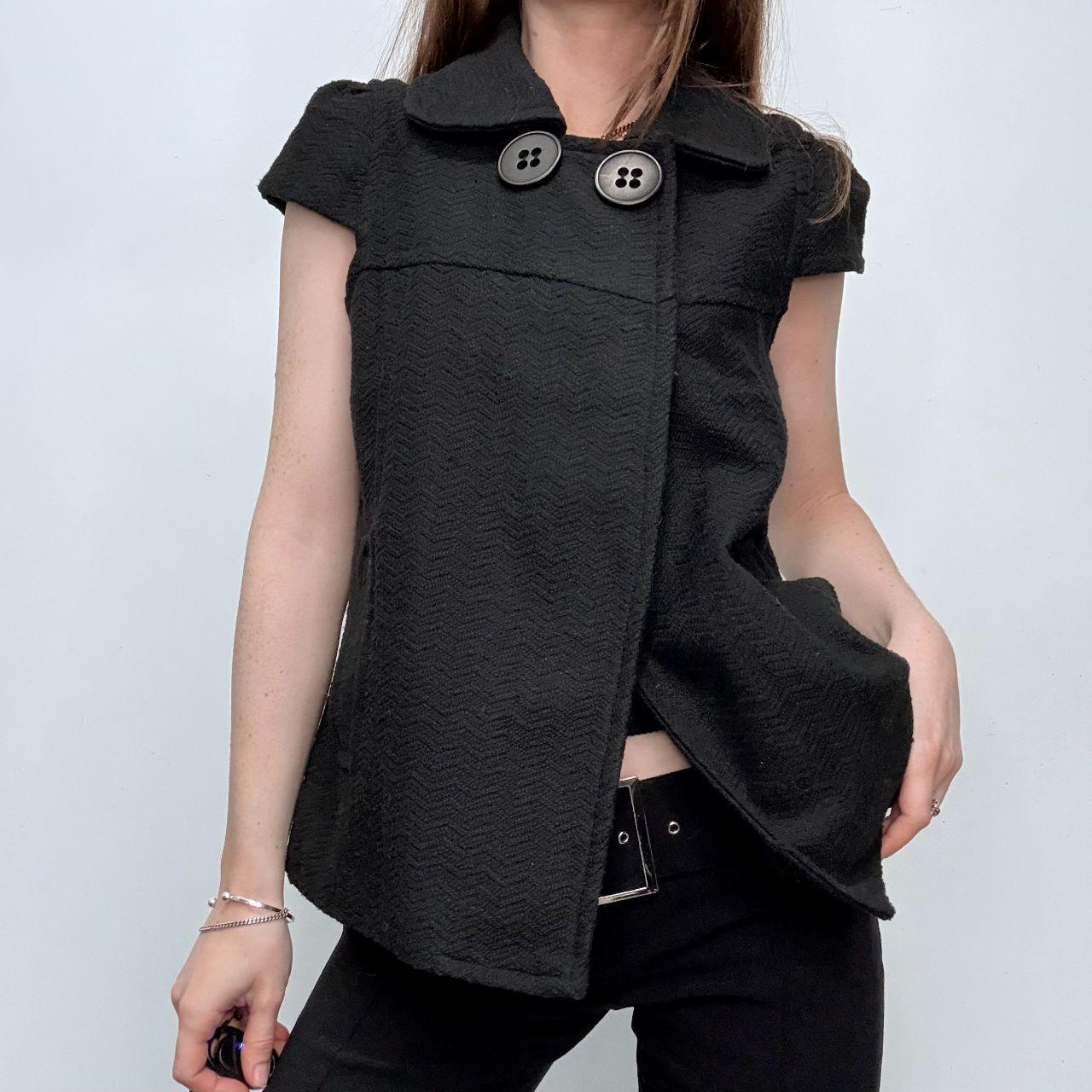 Black capped sleeve pea coat