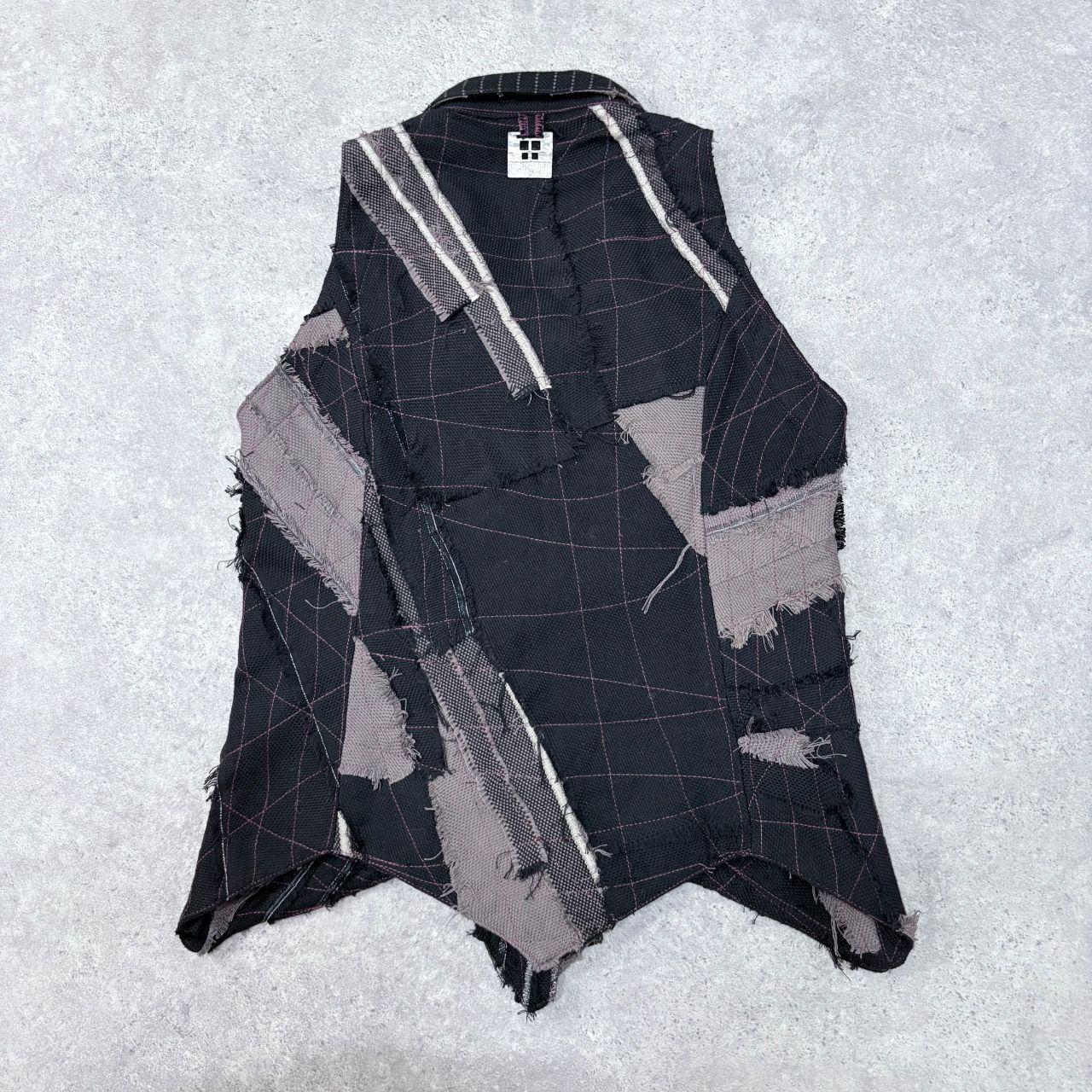 Pinstripe distressed patched waistcoat