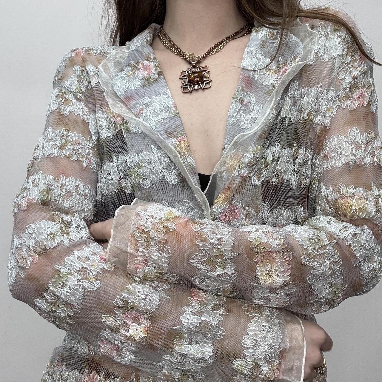 Sheer lace embroidered shirt