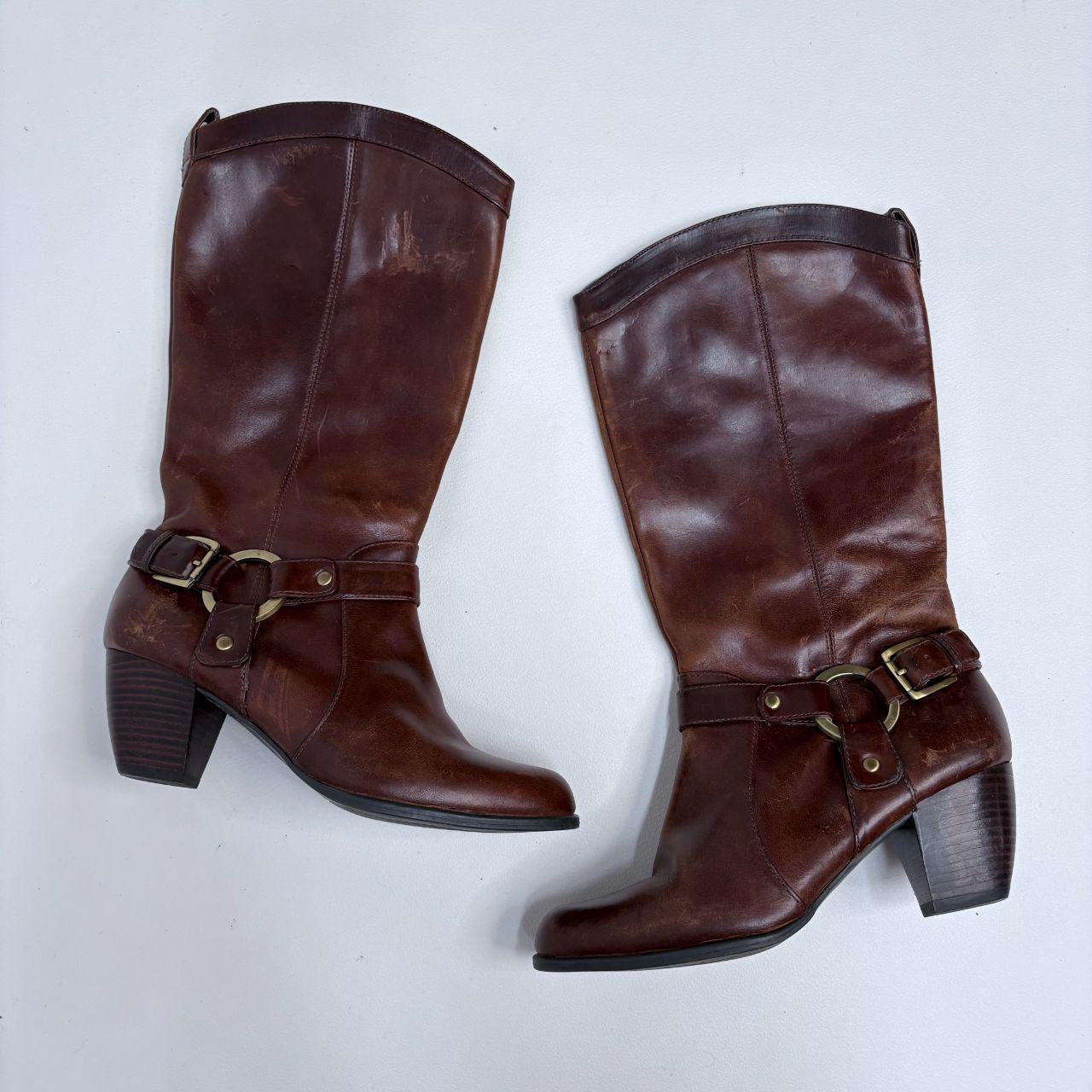 Brown leather western boots