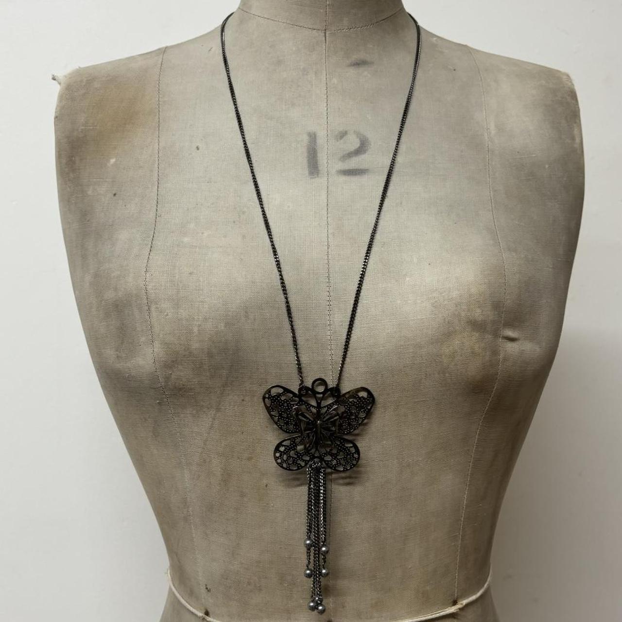 Long metal butterfly necklace