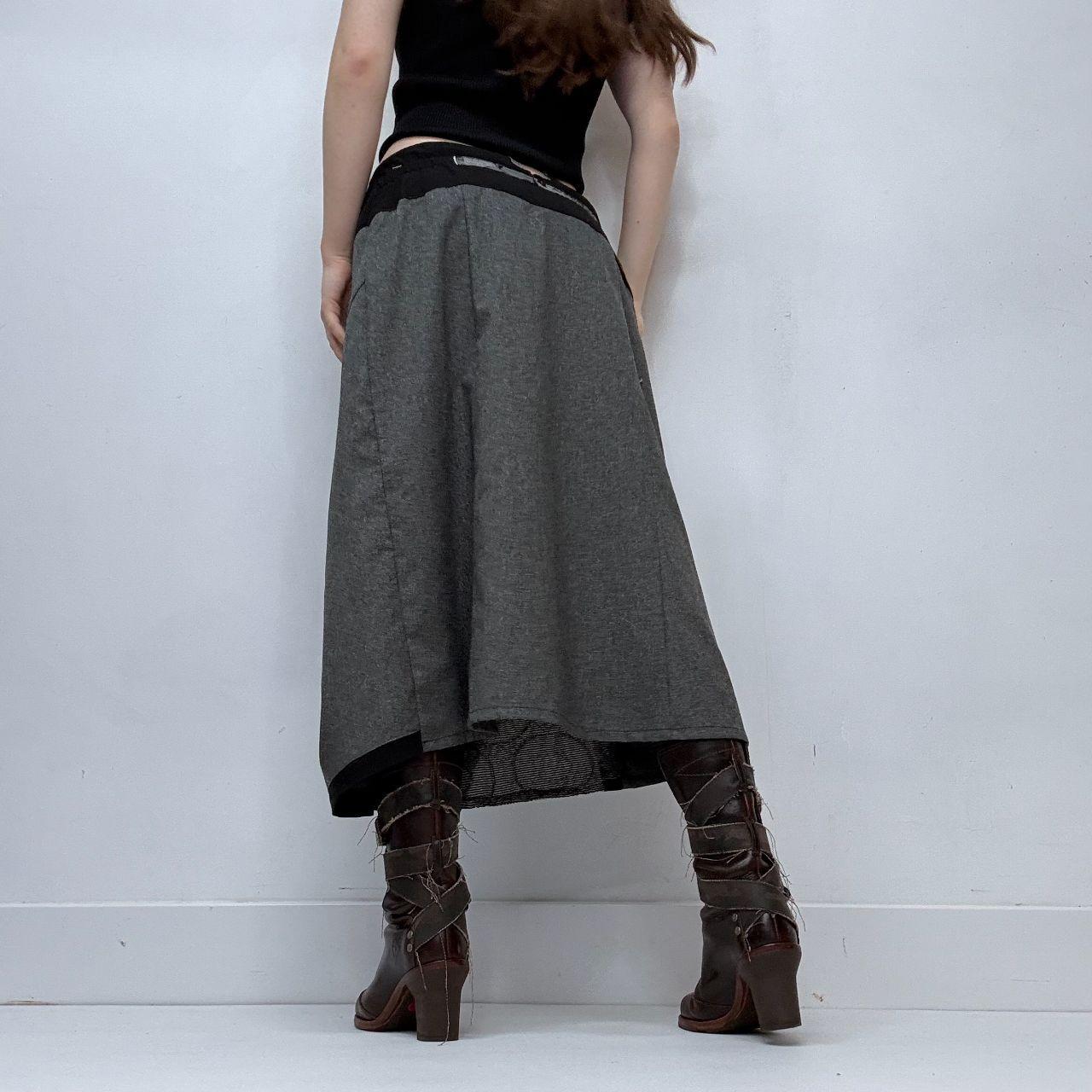 Grey preppy asymmetric office skirt