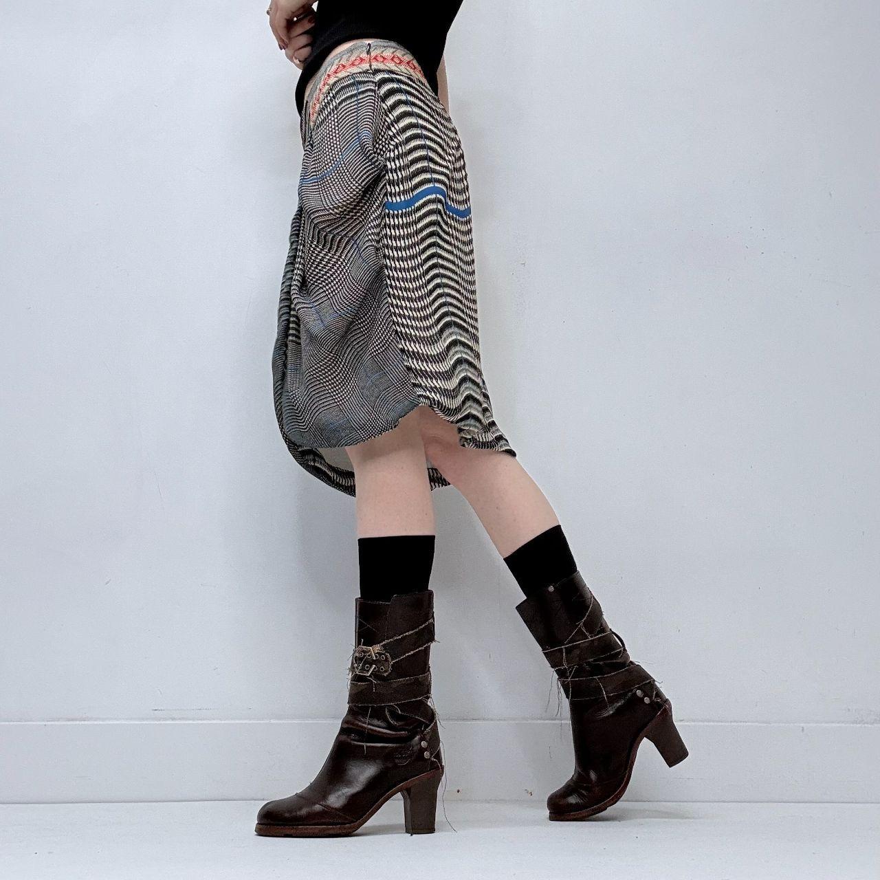 Pinstripe checked puff skirt