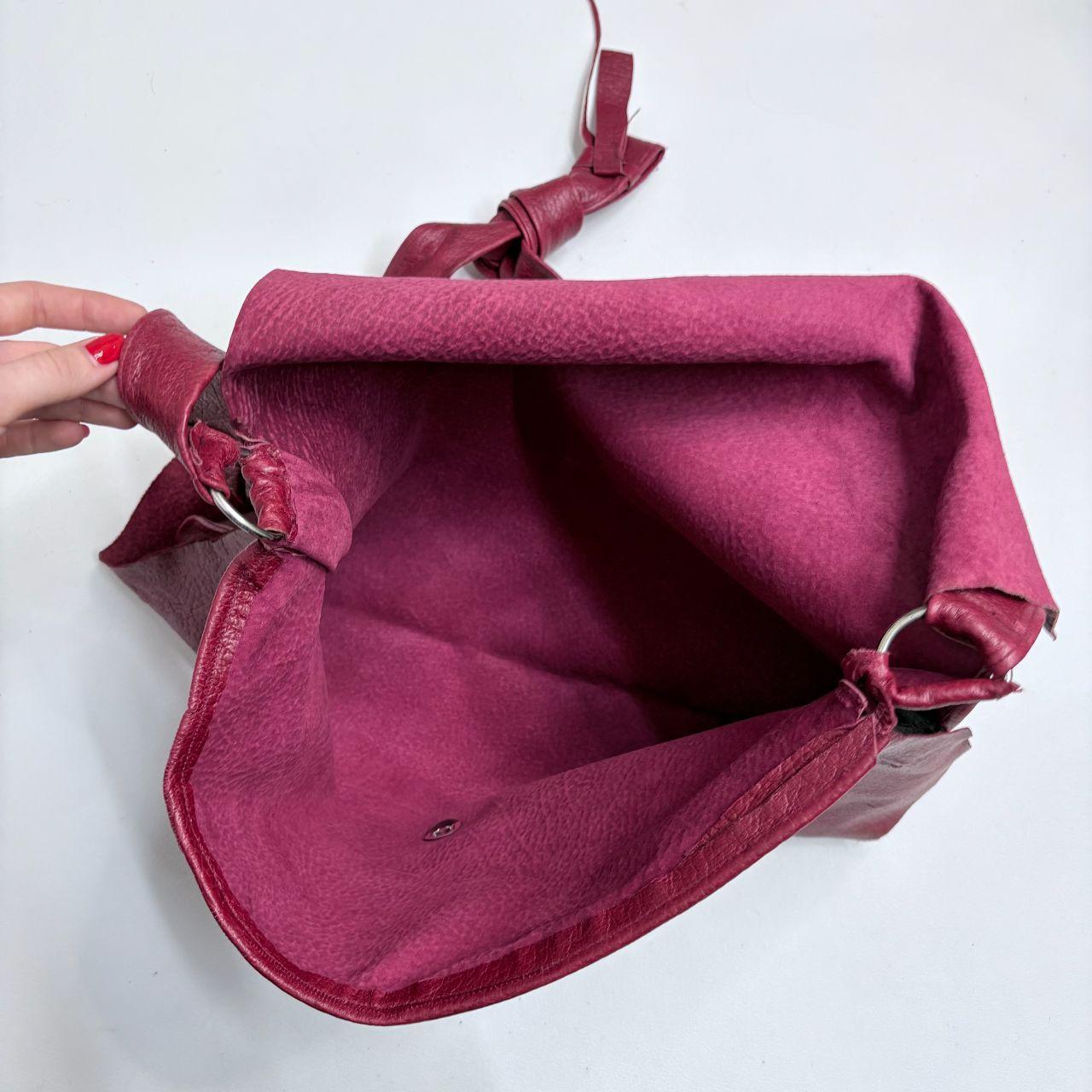 Red leather distressed boho bag