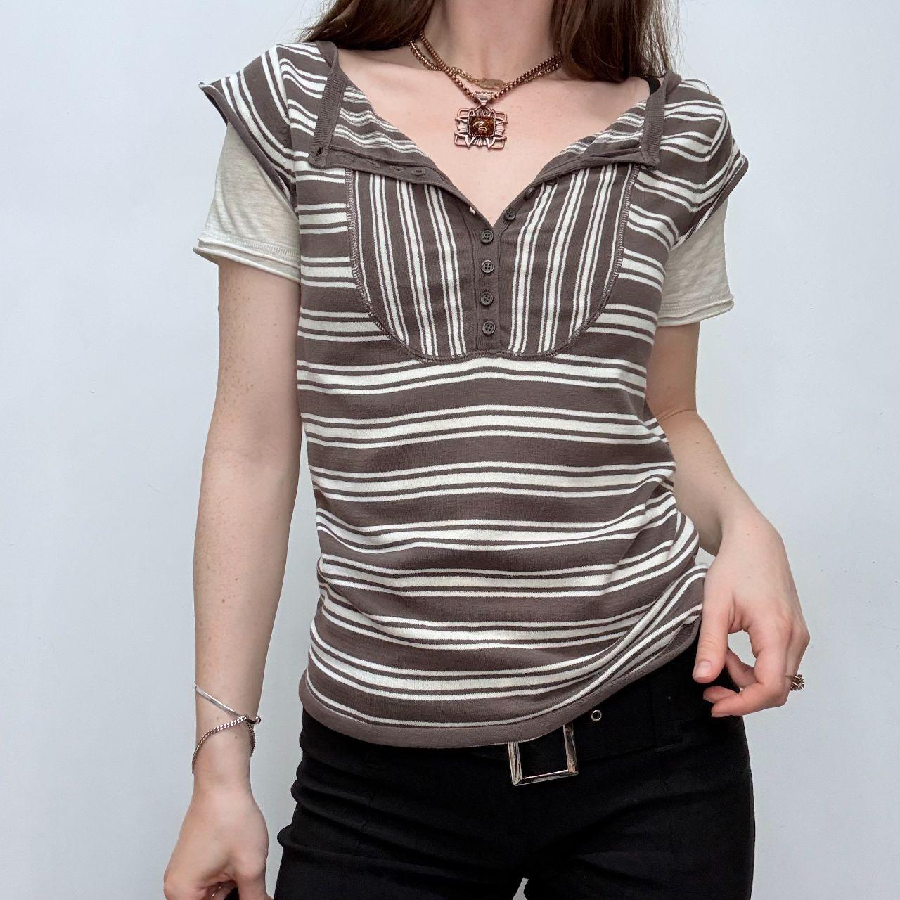 Brown striped layered top