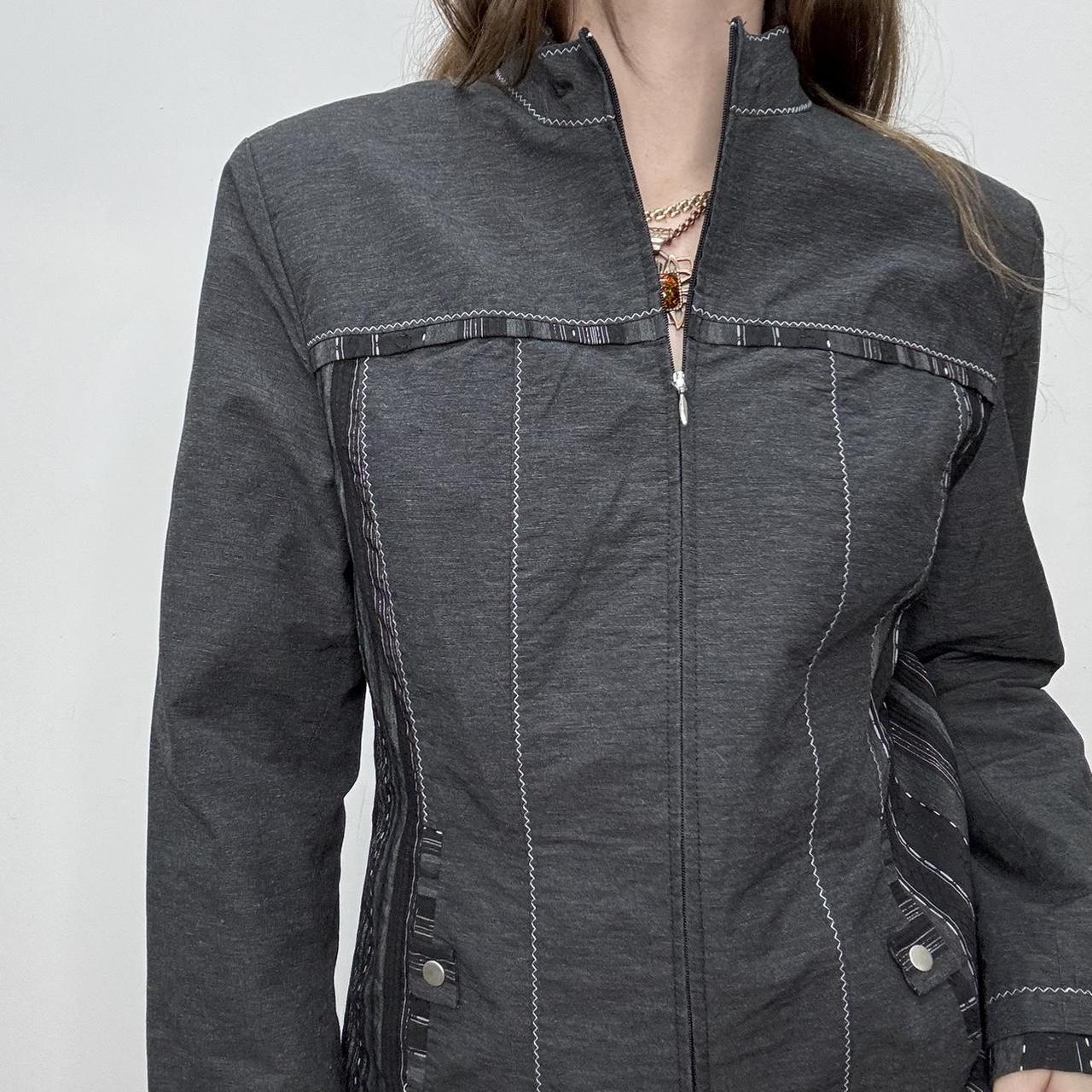 Grey track zipper fitted jacket