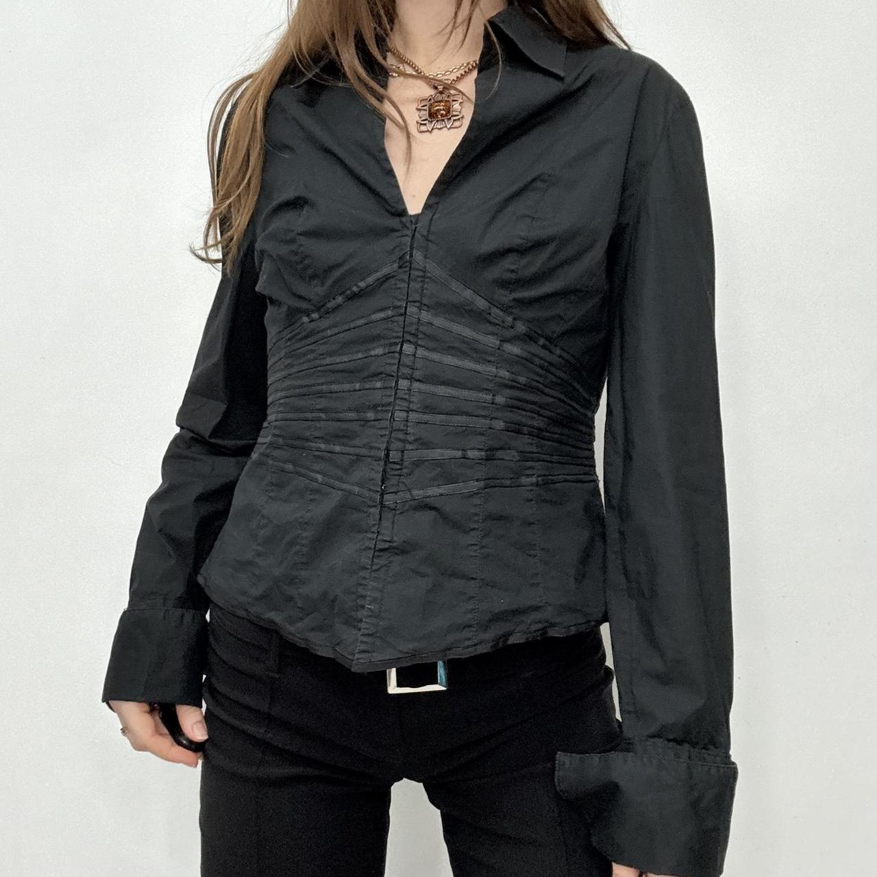 Black cinched corset shirt