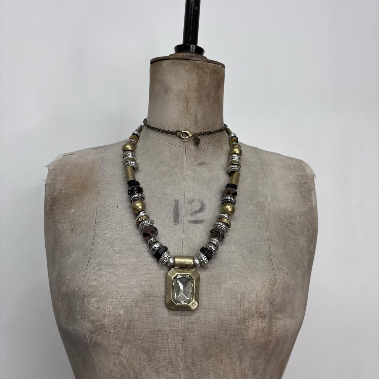 Mixed metal beaded long necklace