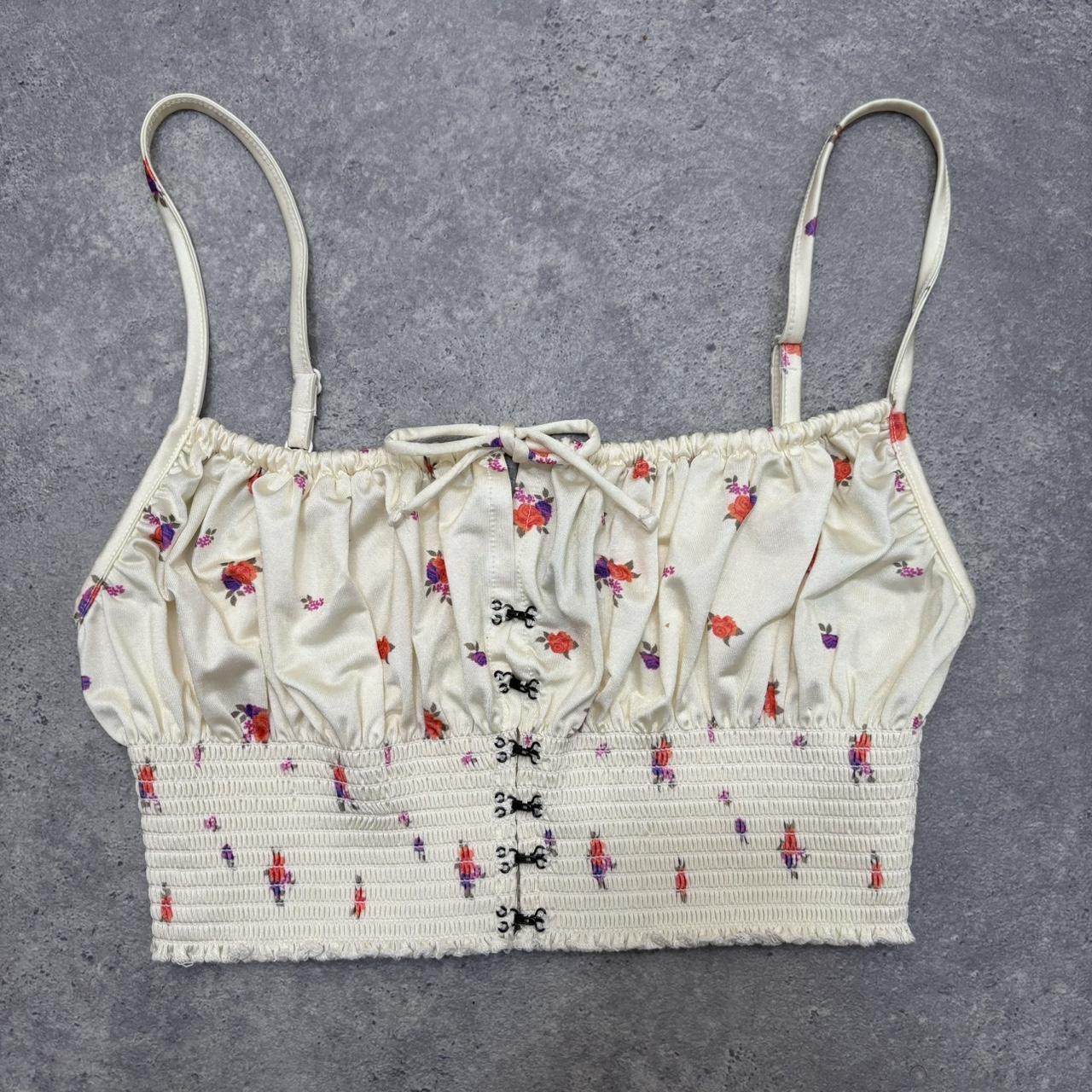 Floral satin corset top