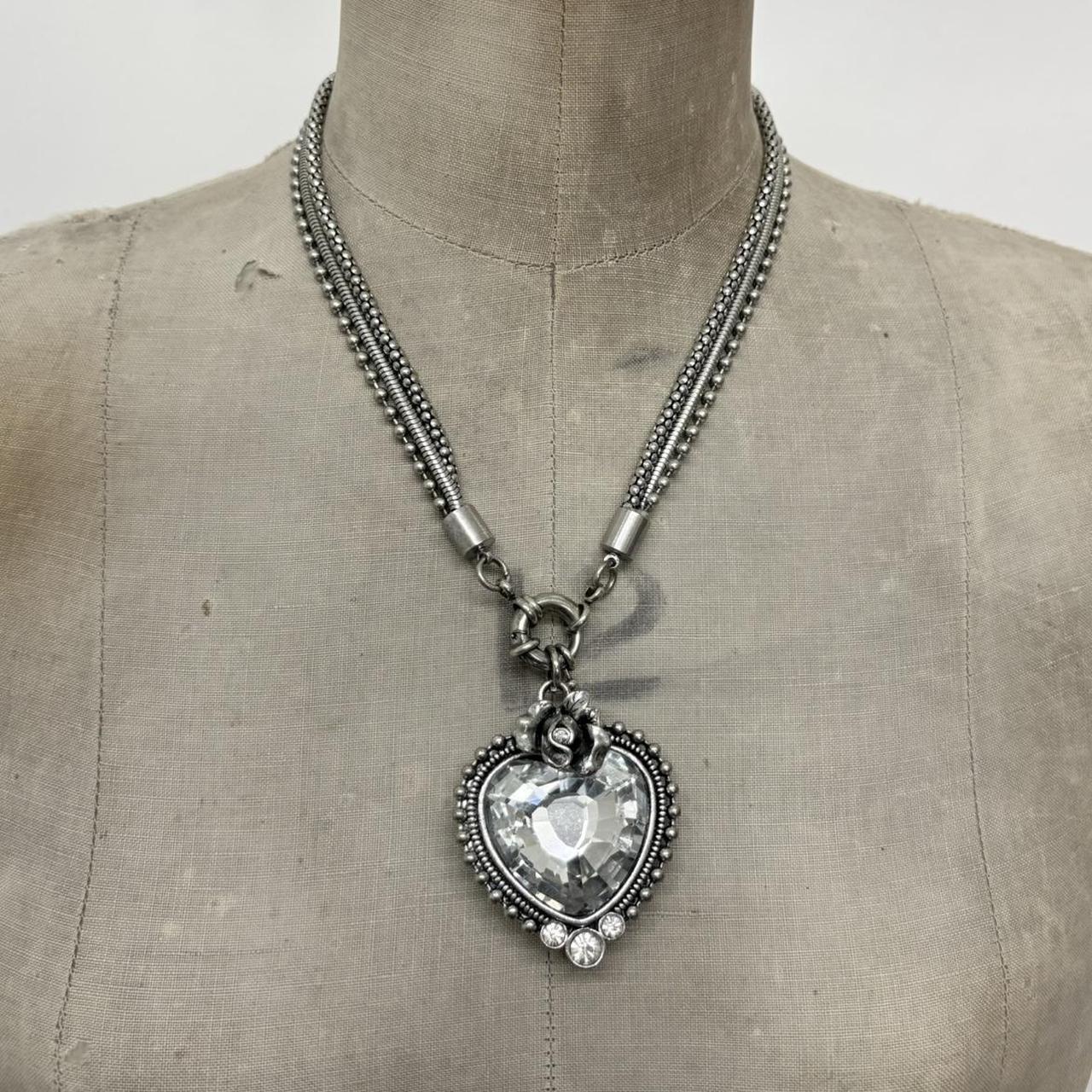 Silver metal heart necklace