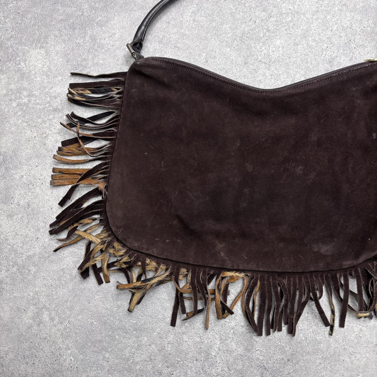 Western cowhide fringe shoulder bag