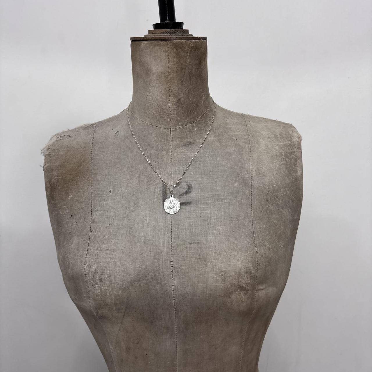 Silver chain coin necklace