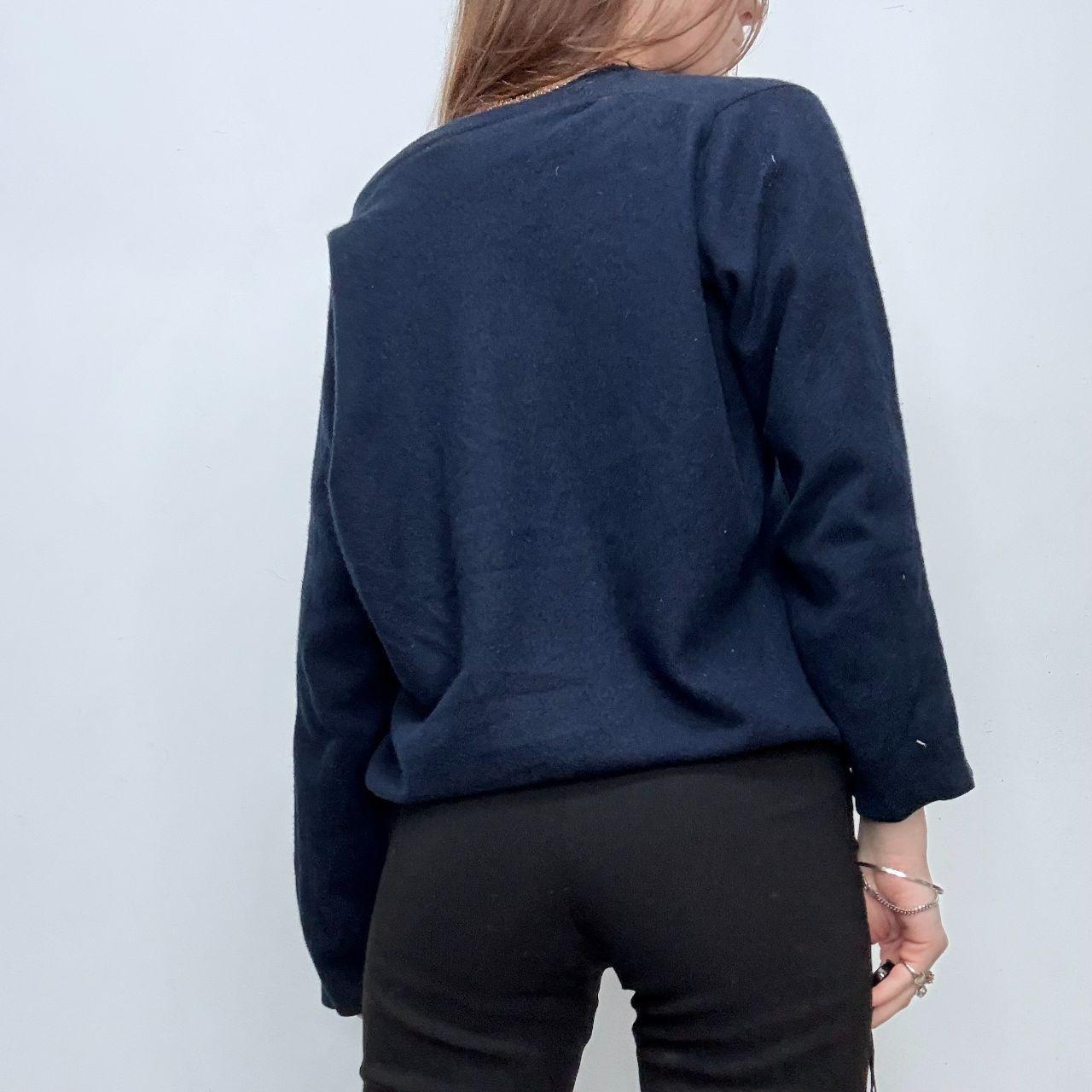 Navy wool knitted slouchy jumper