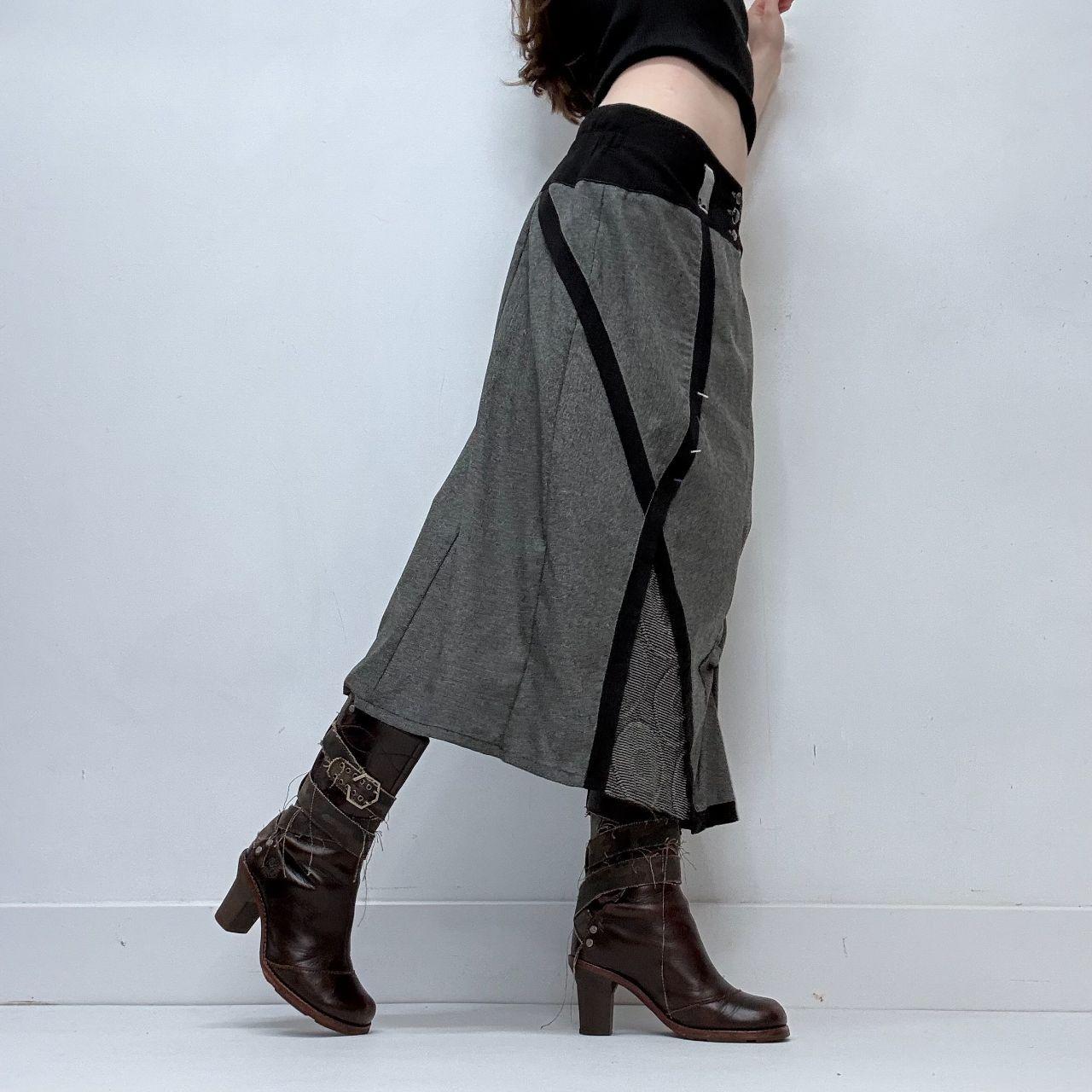 Grey preppy asymmetric office skirt