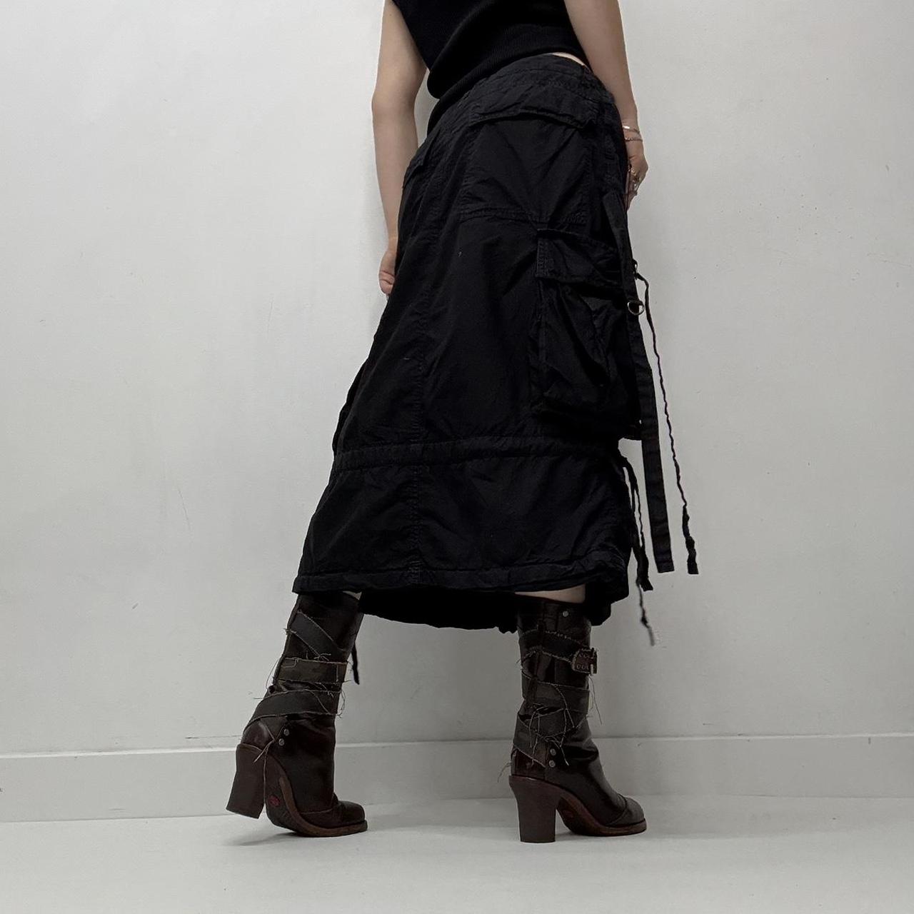 Black rave zip gothic utility skirt