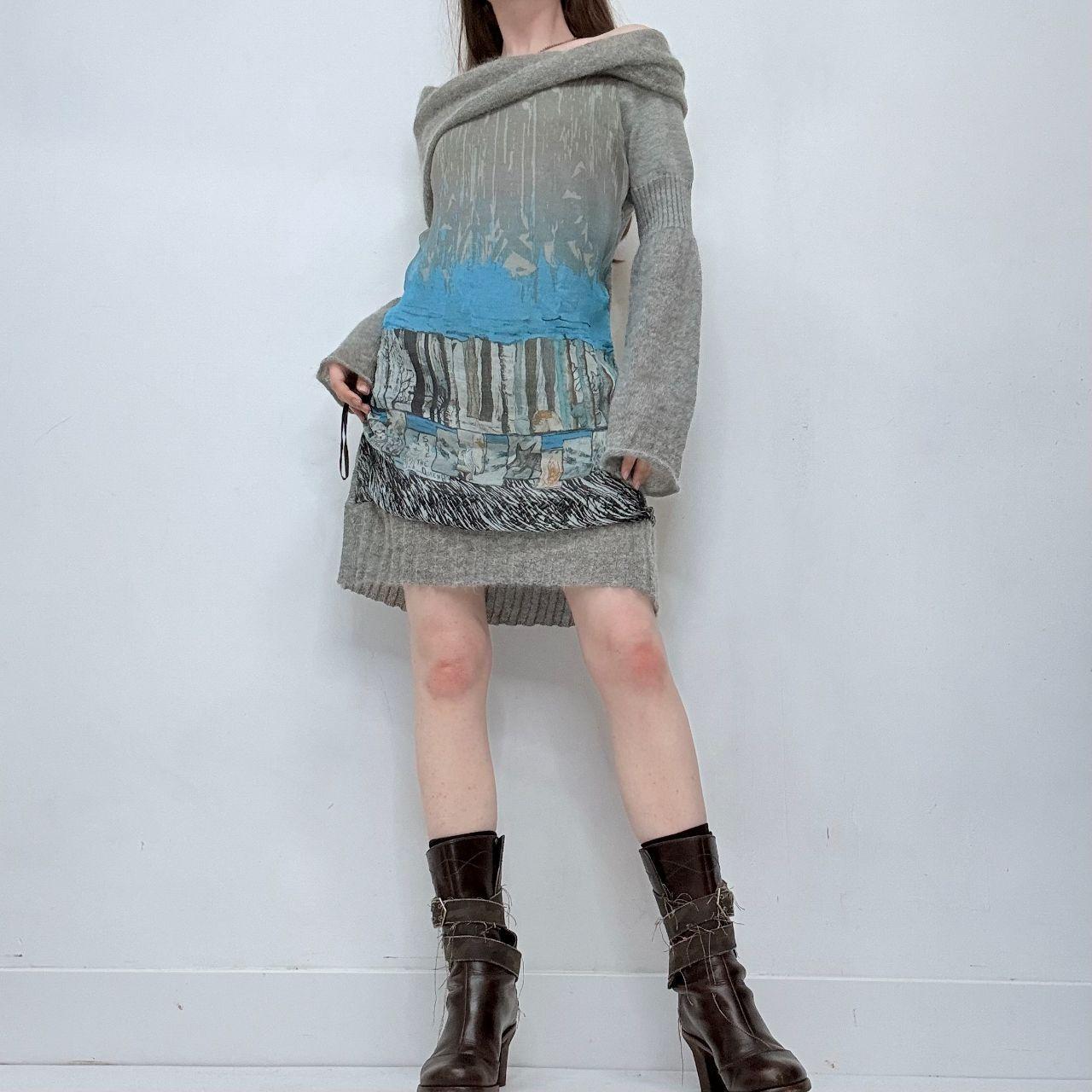 Save the queen graphic slouchy mohair dress