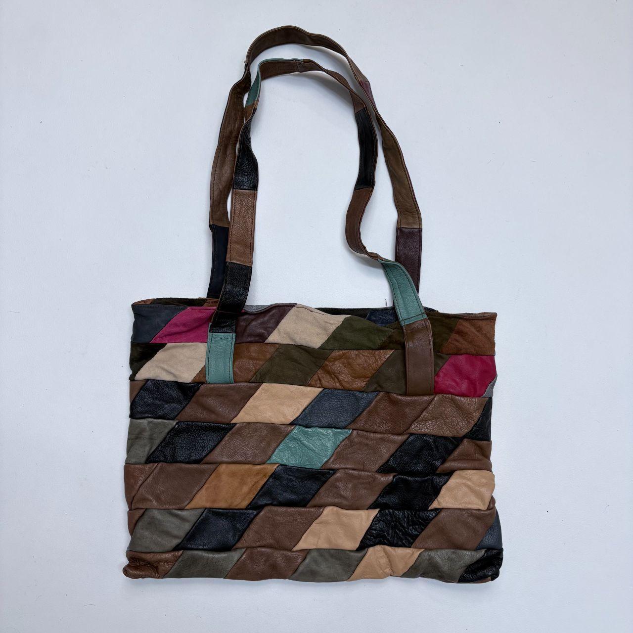 Boho leather patchwork shoulder bag
