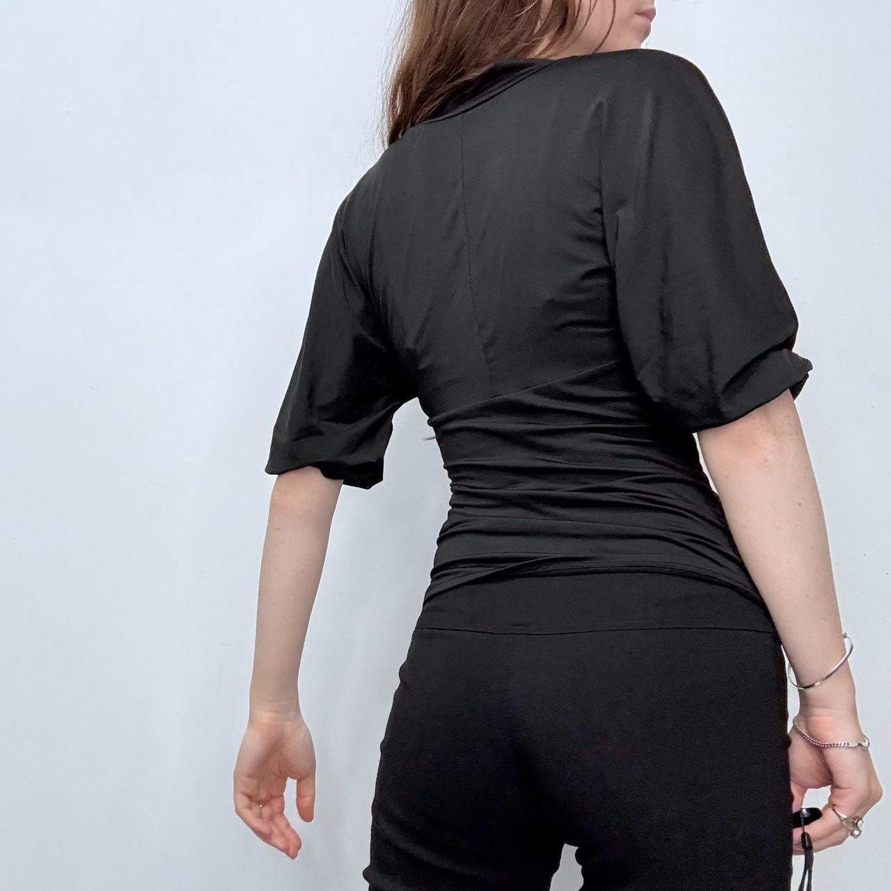Black fitted flared puff shirt