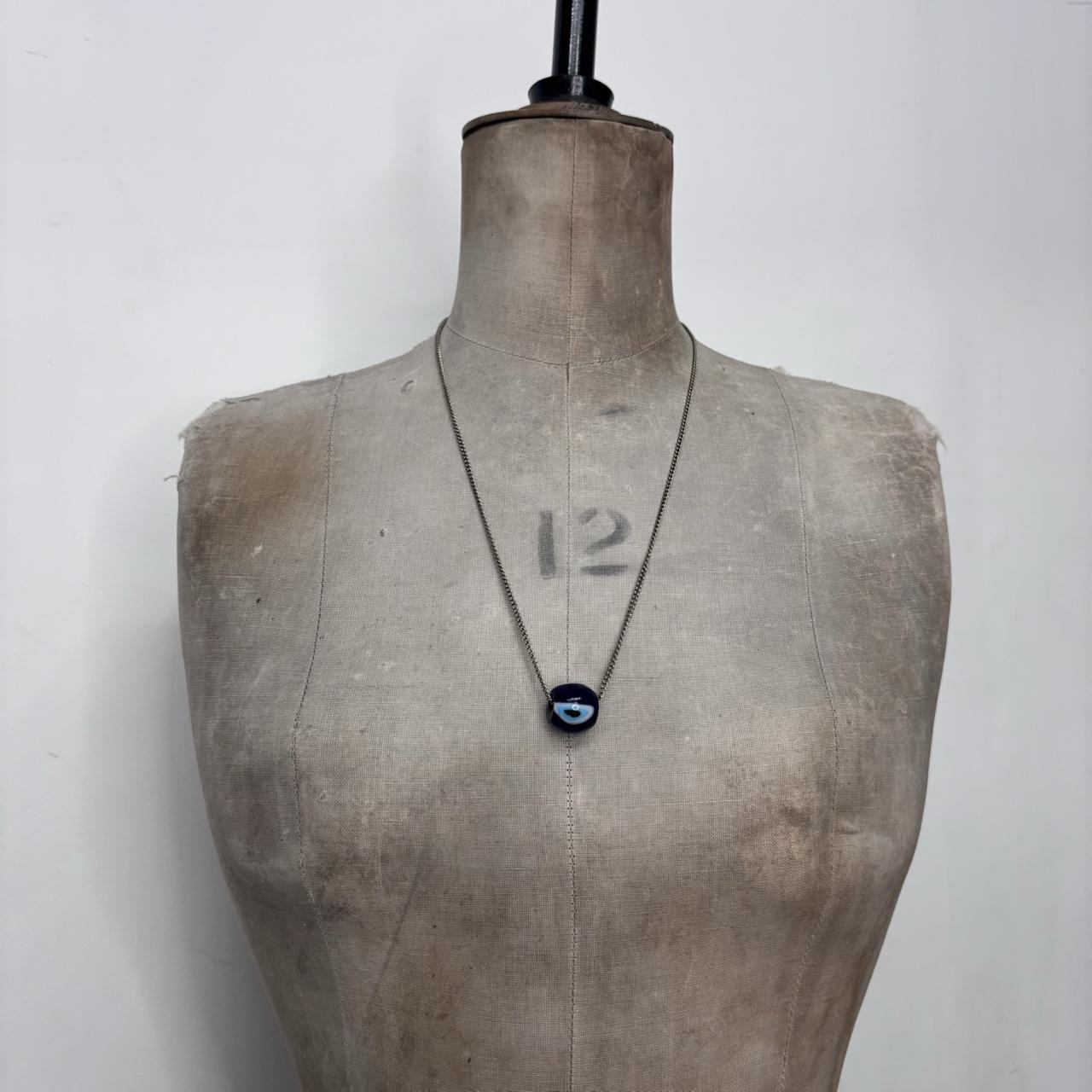 Long chain evil eye necklace
