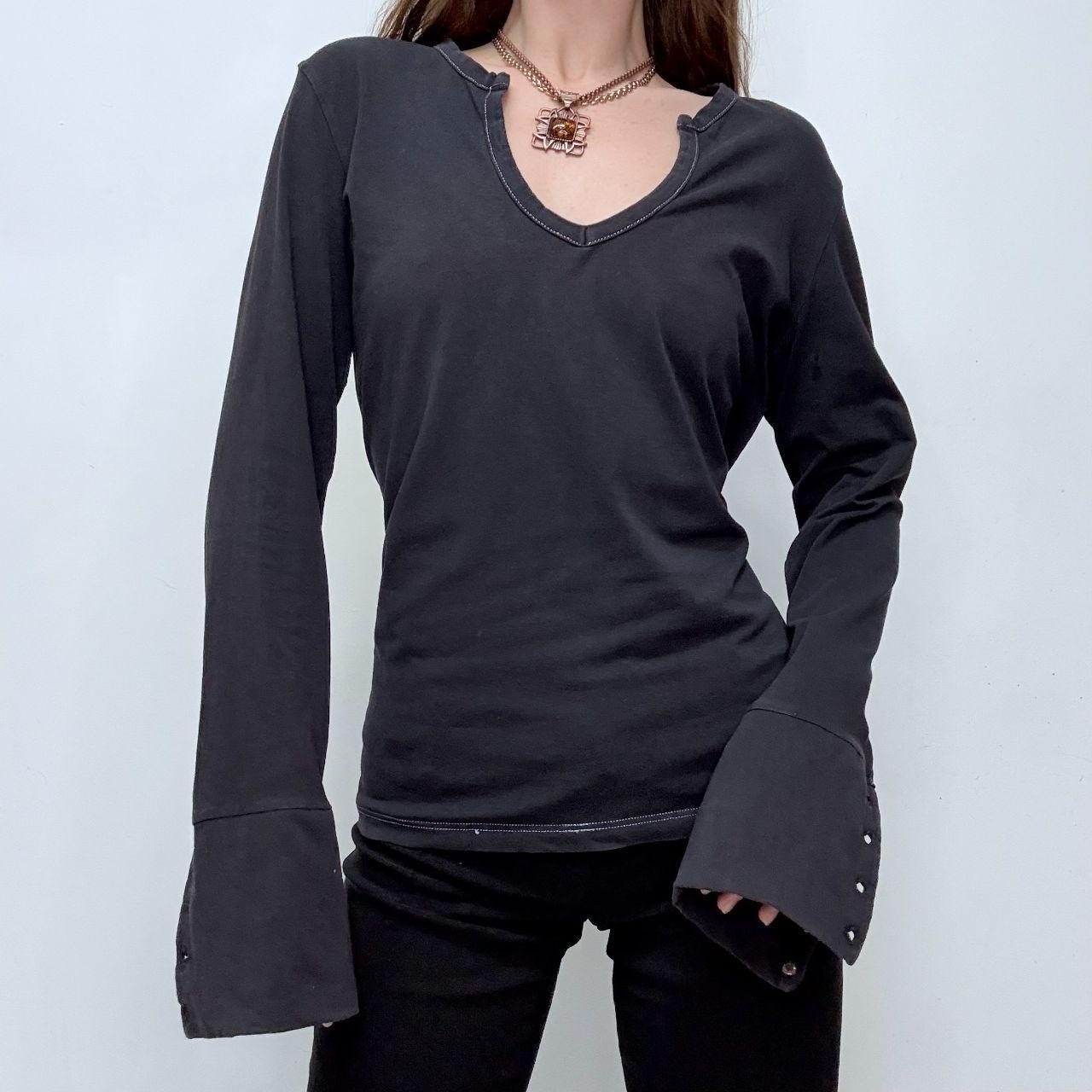 Navy flared slouchy cuff flare t-shirt