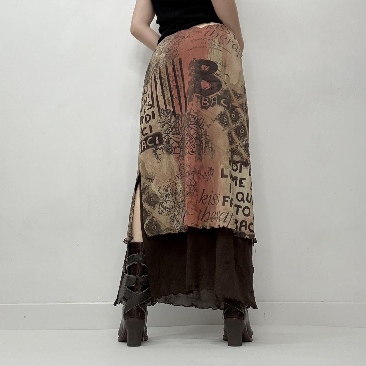Sheer mesh graphic grunge y2k skirt