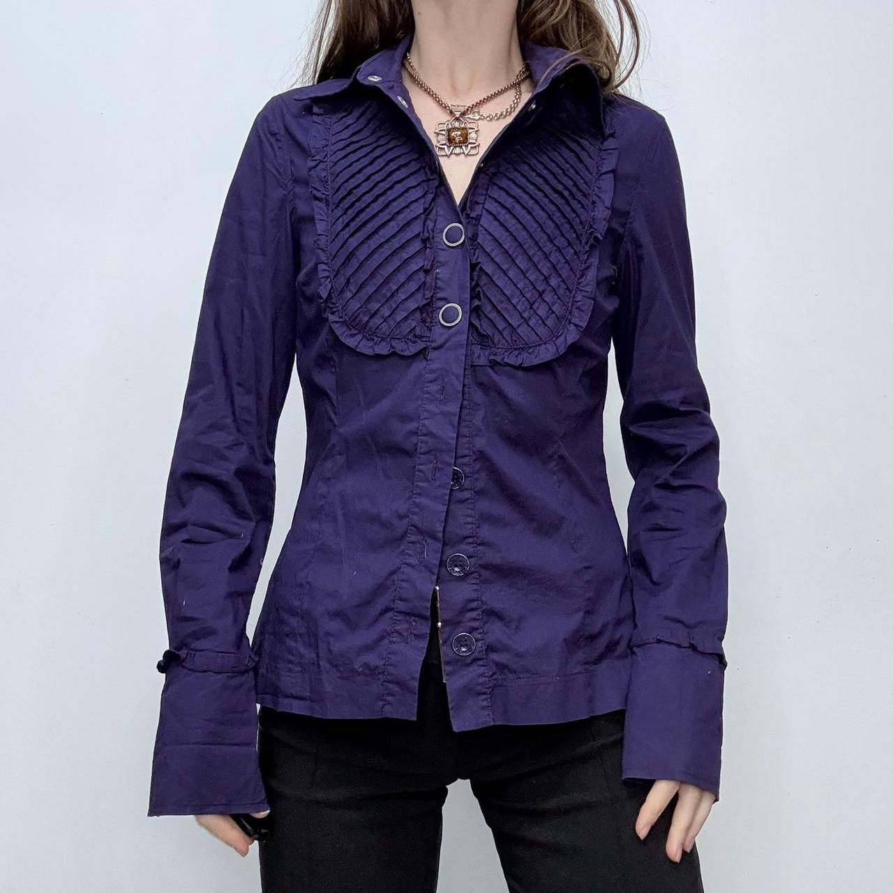 Pleated flared grunge eyelet shirt