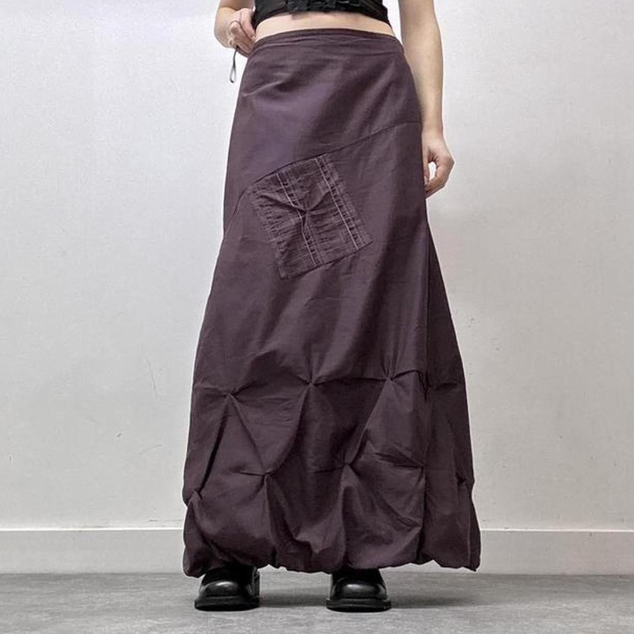 Ruched purple cargo maxi skirt