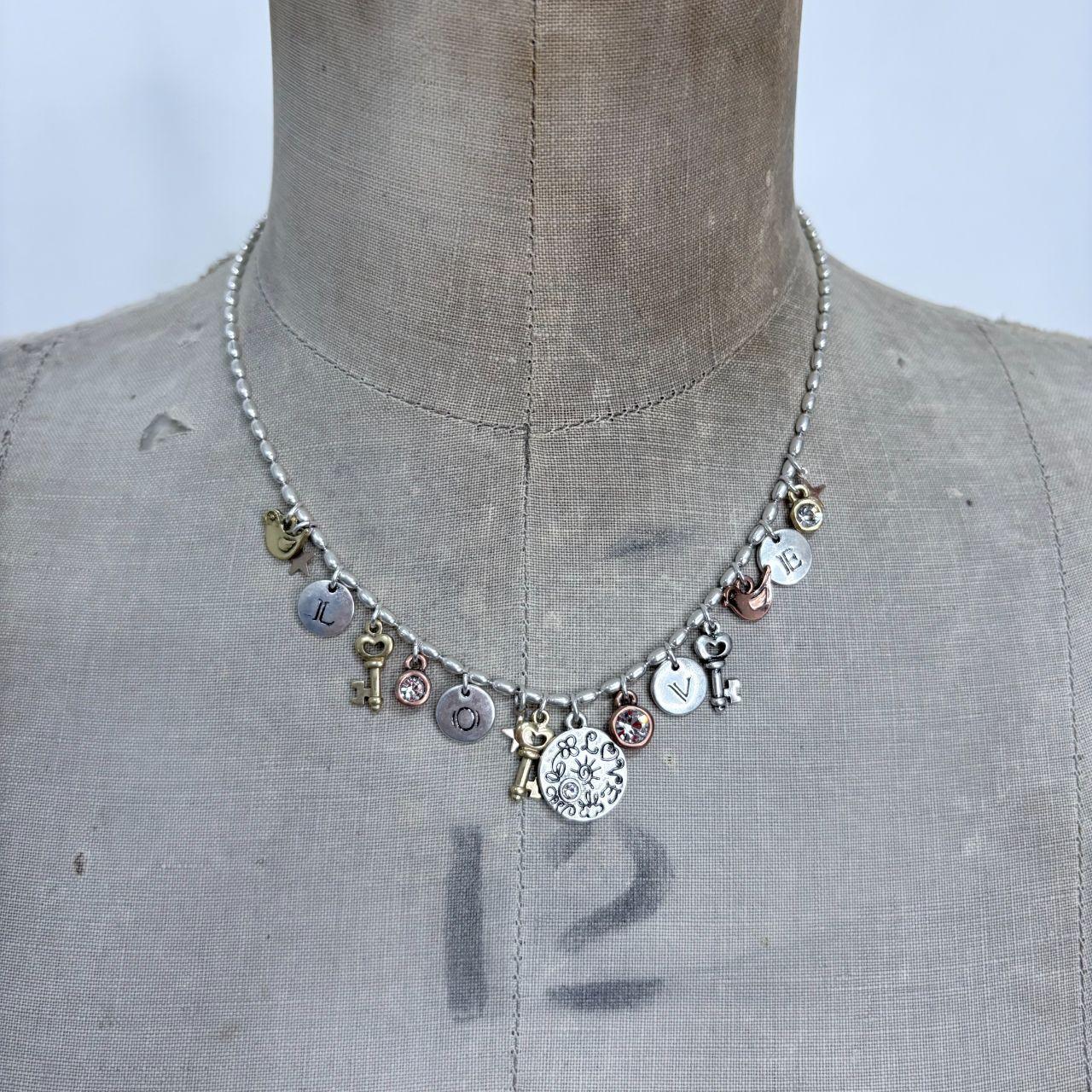 Silver charm coin necklace