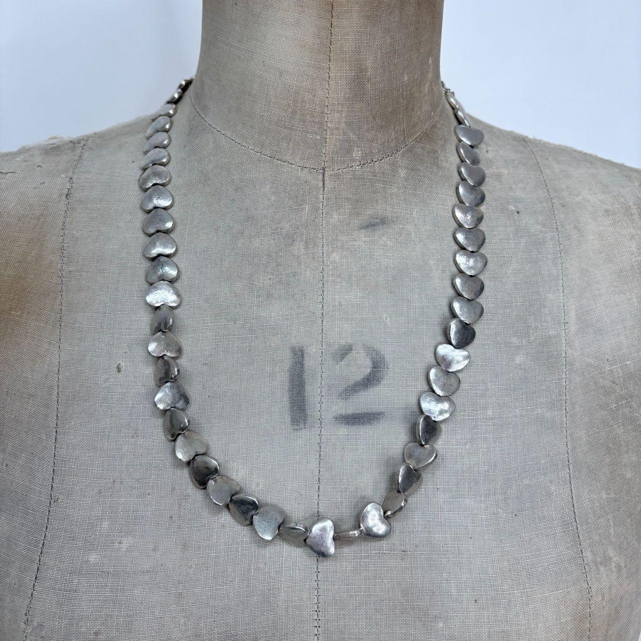 Chunky love heart silver charm necklace