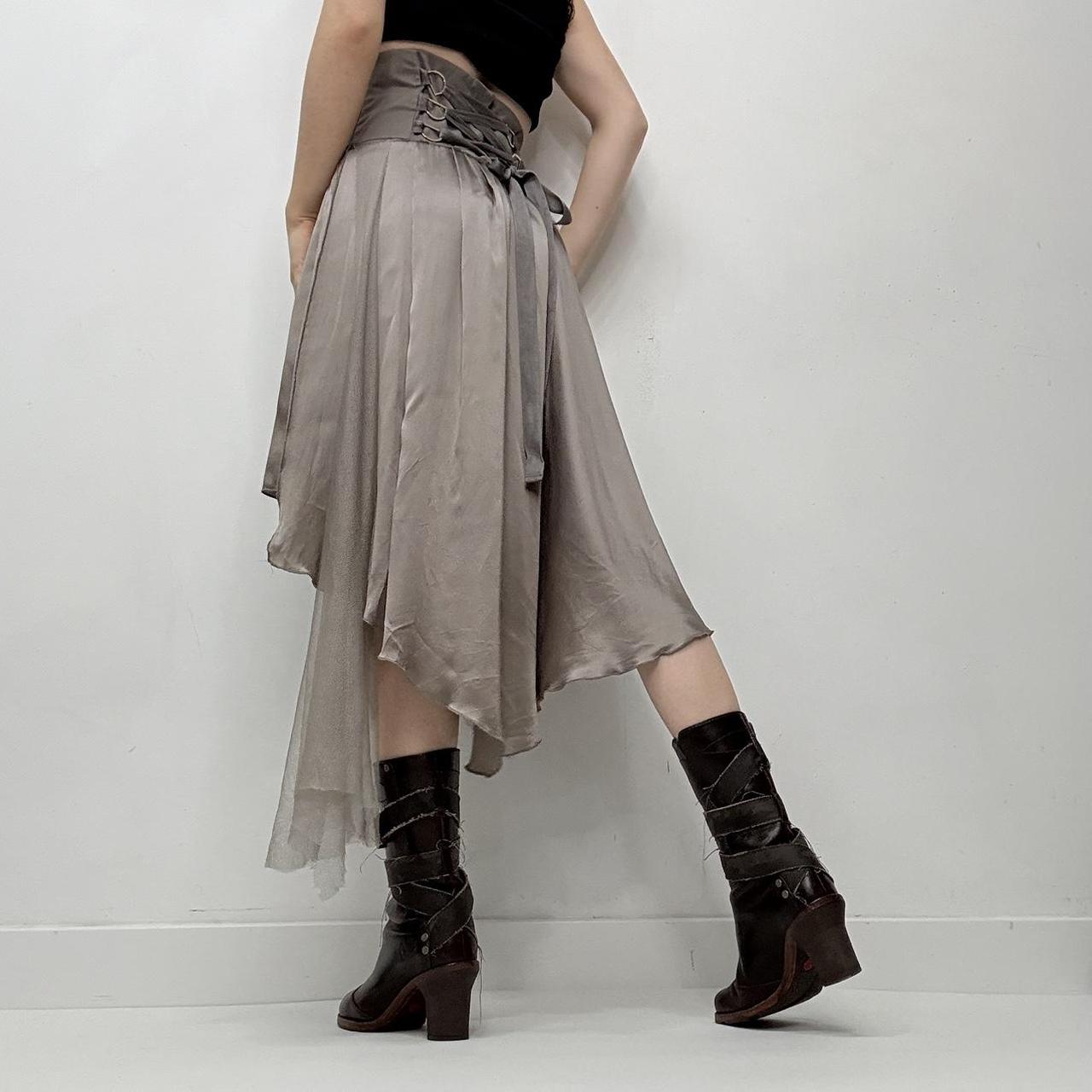 Floaty silk corset asymmetric skirt