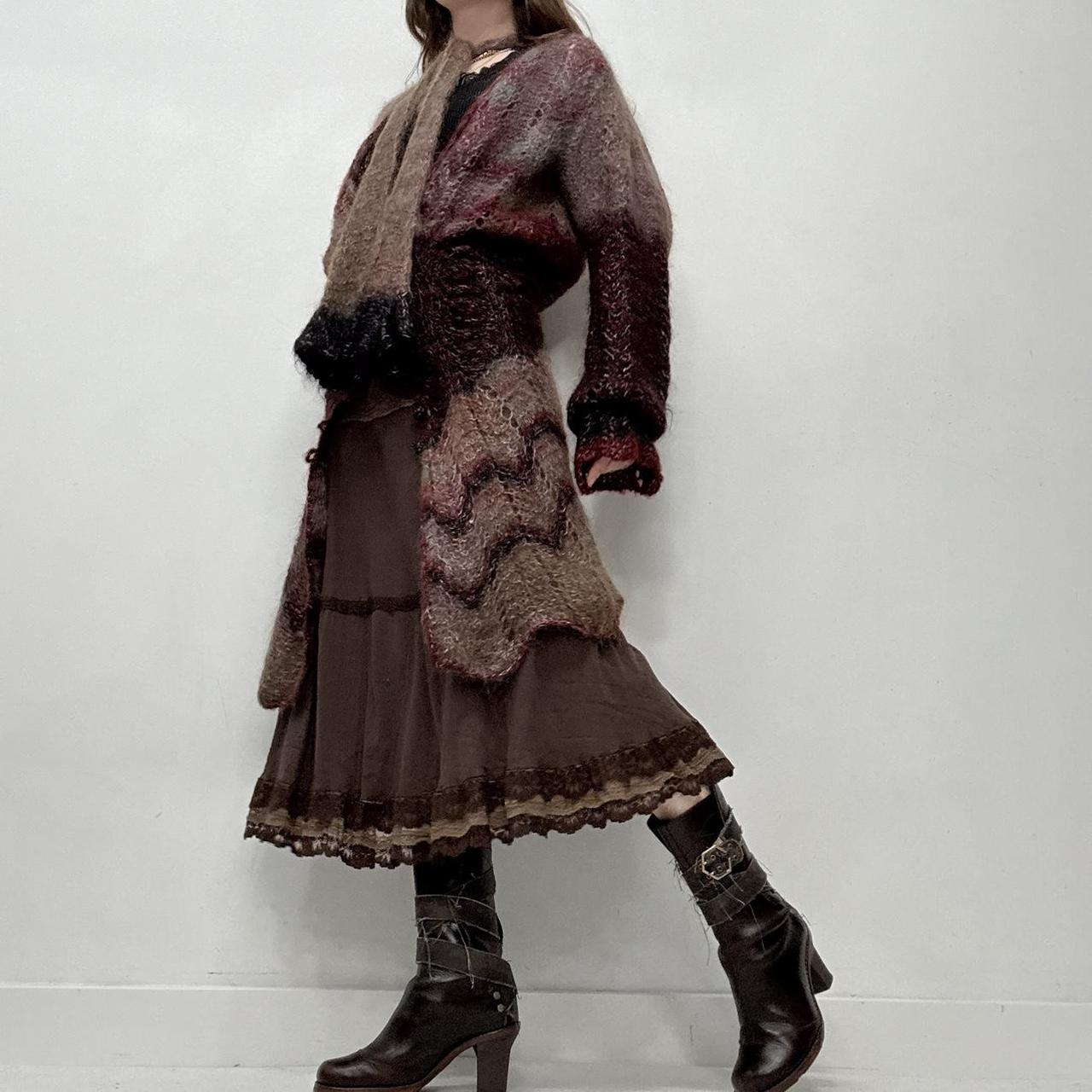 Sheer mohair knit long cardigan
