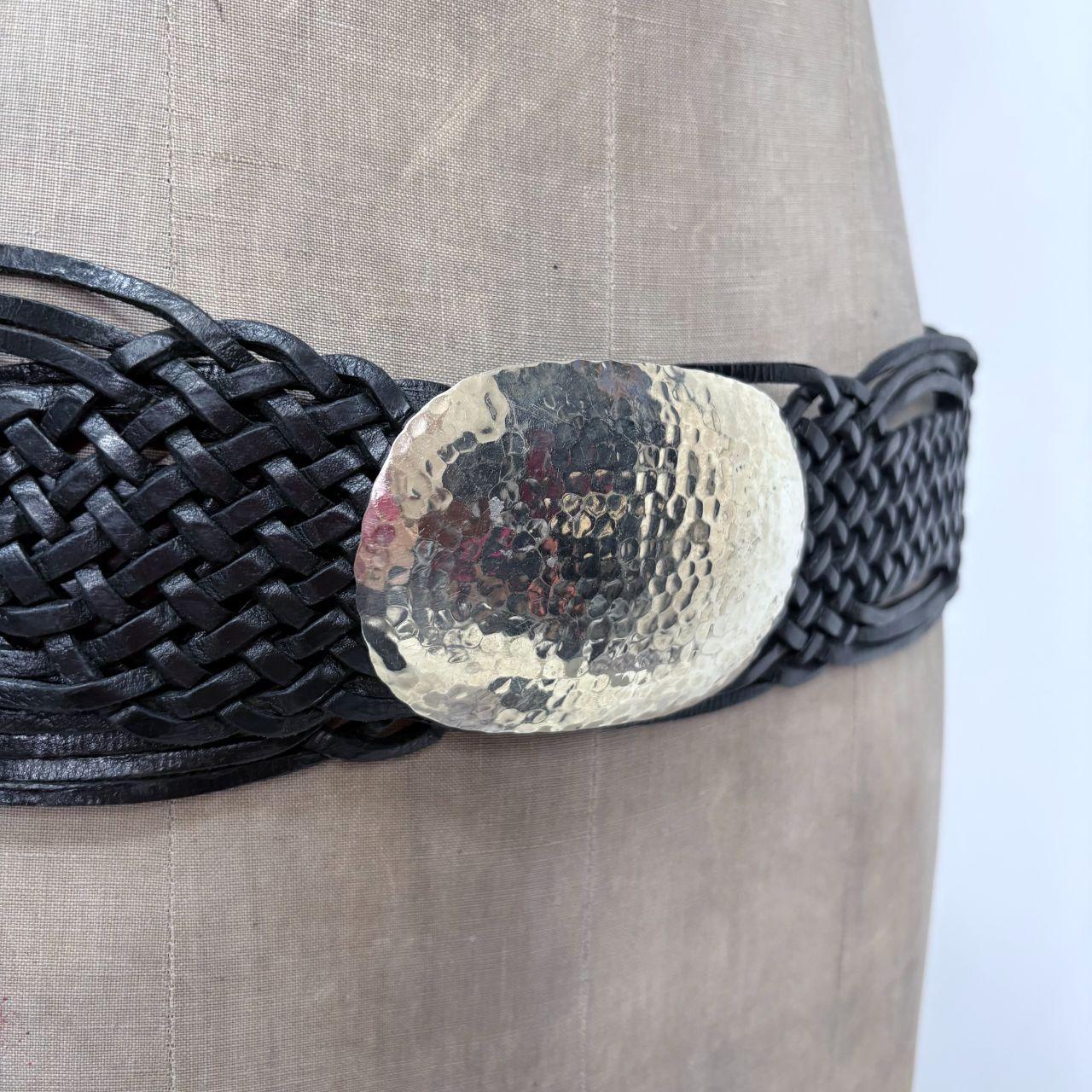 Black woven leather boho belt