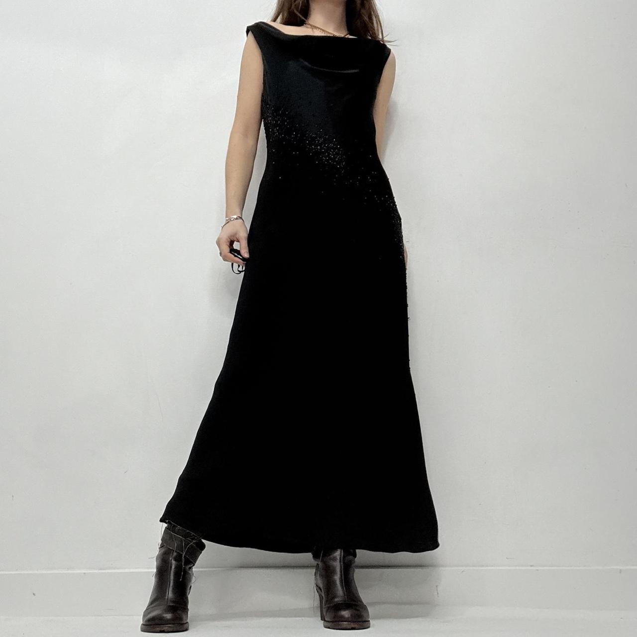 Black bias cut maxi dress