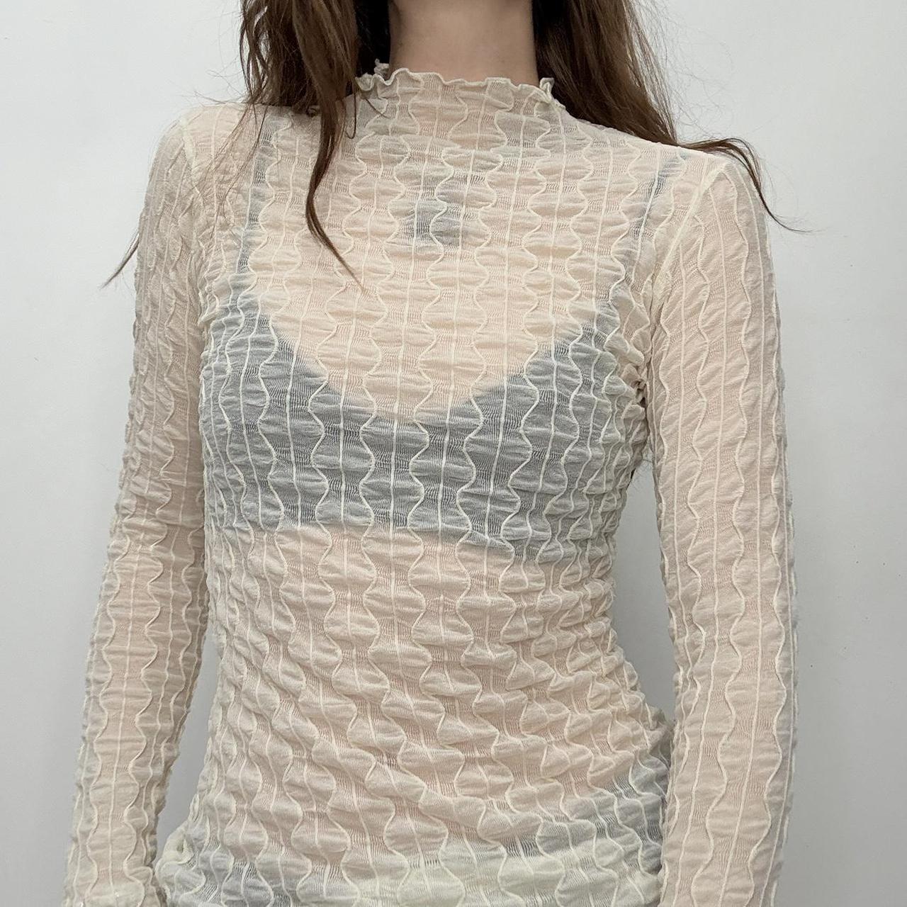 Sheer crinkle plisse slouchy top