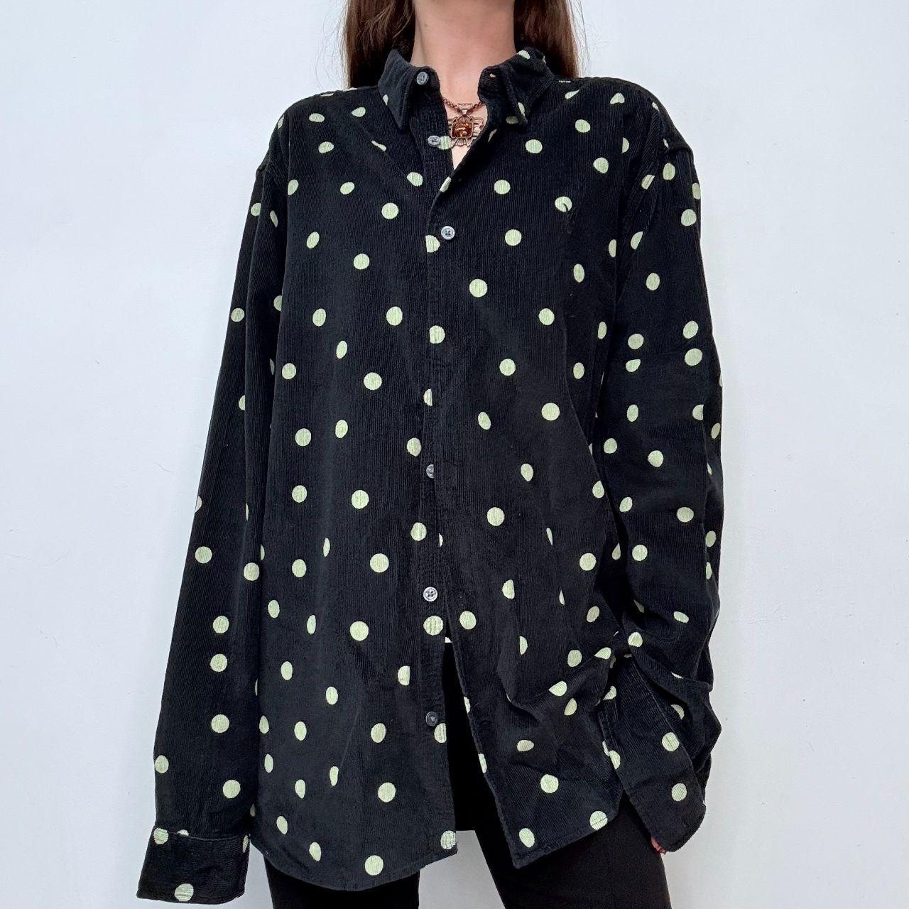 Black polkadot button up oversized shirt