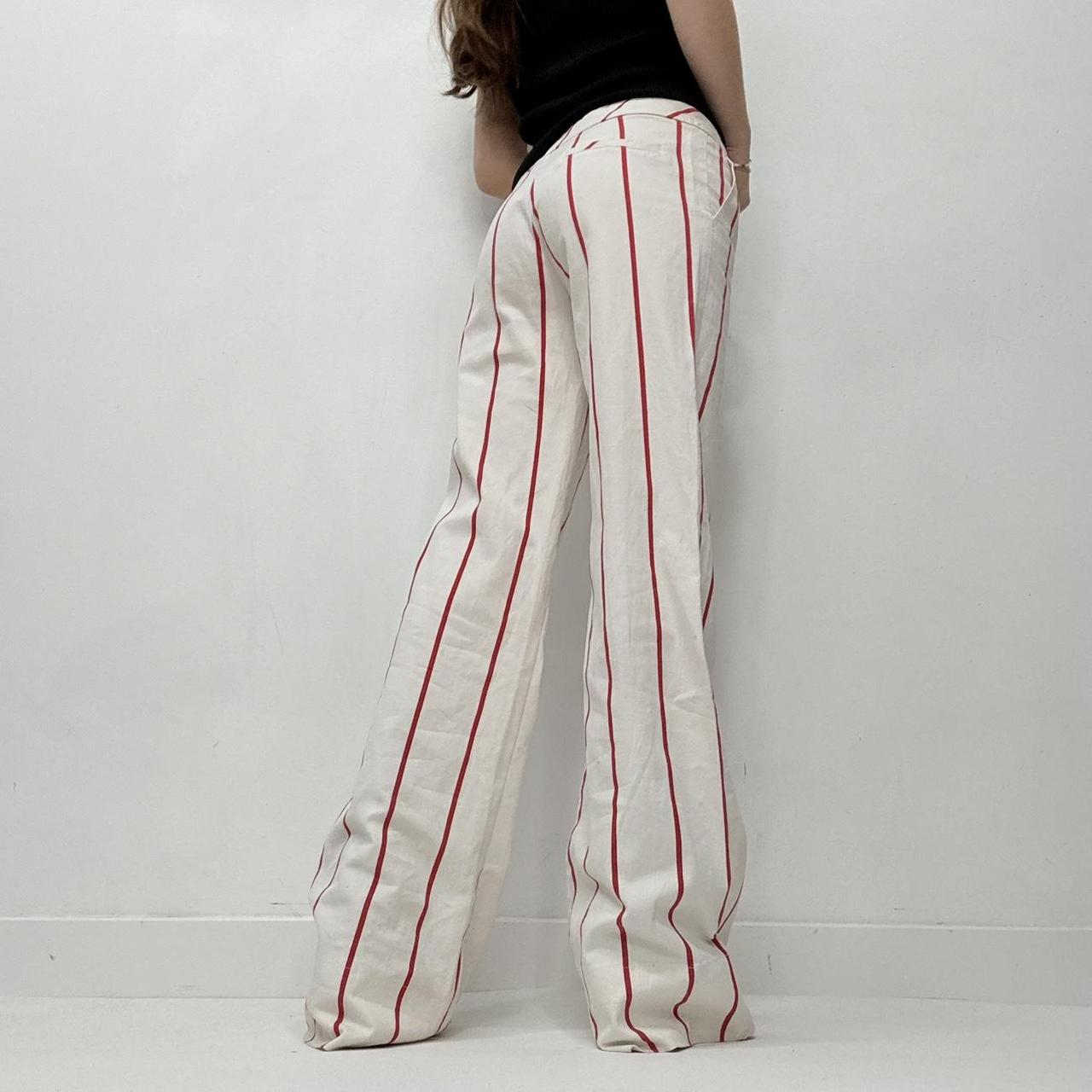 White wide leg pinstripe trousers